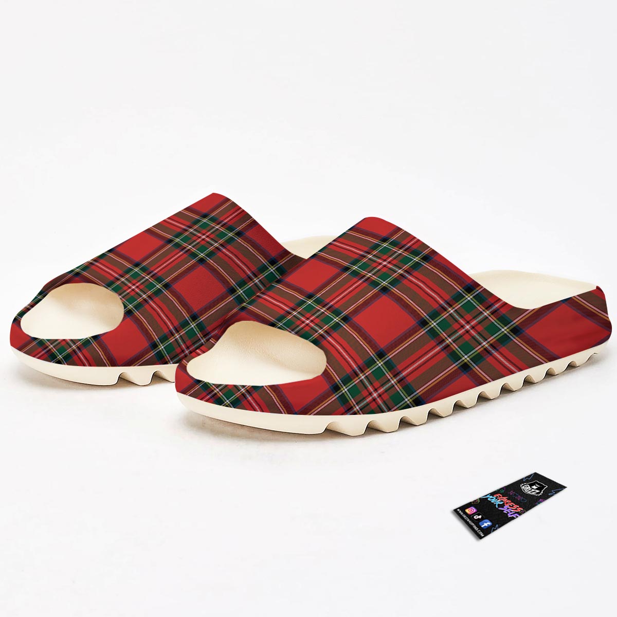 Scottish Stewart Tartan Print Pattern Sandals-grizzshop