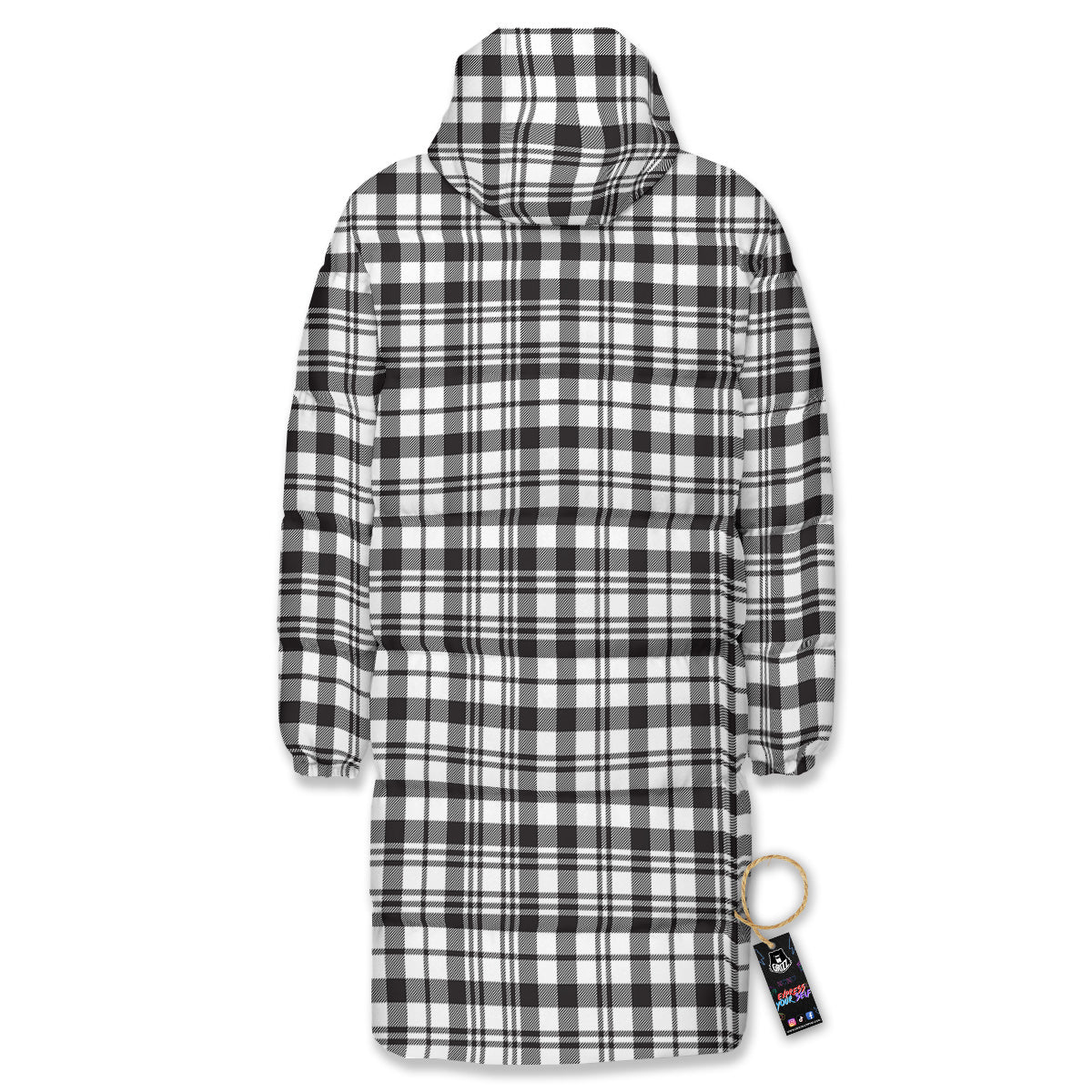 Scottish Tartan Black Watch Print Long Down Jacket