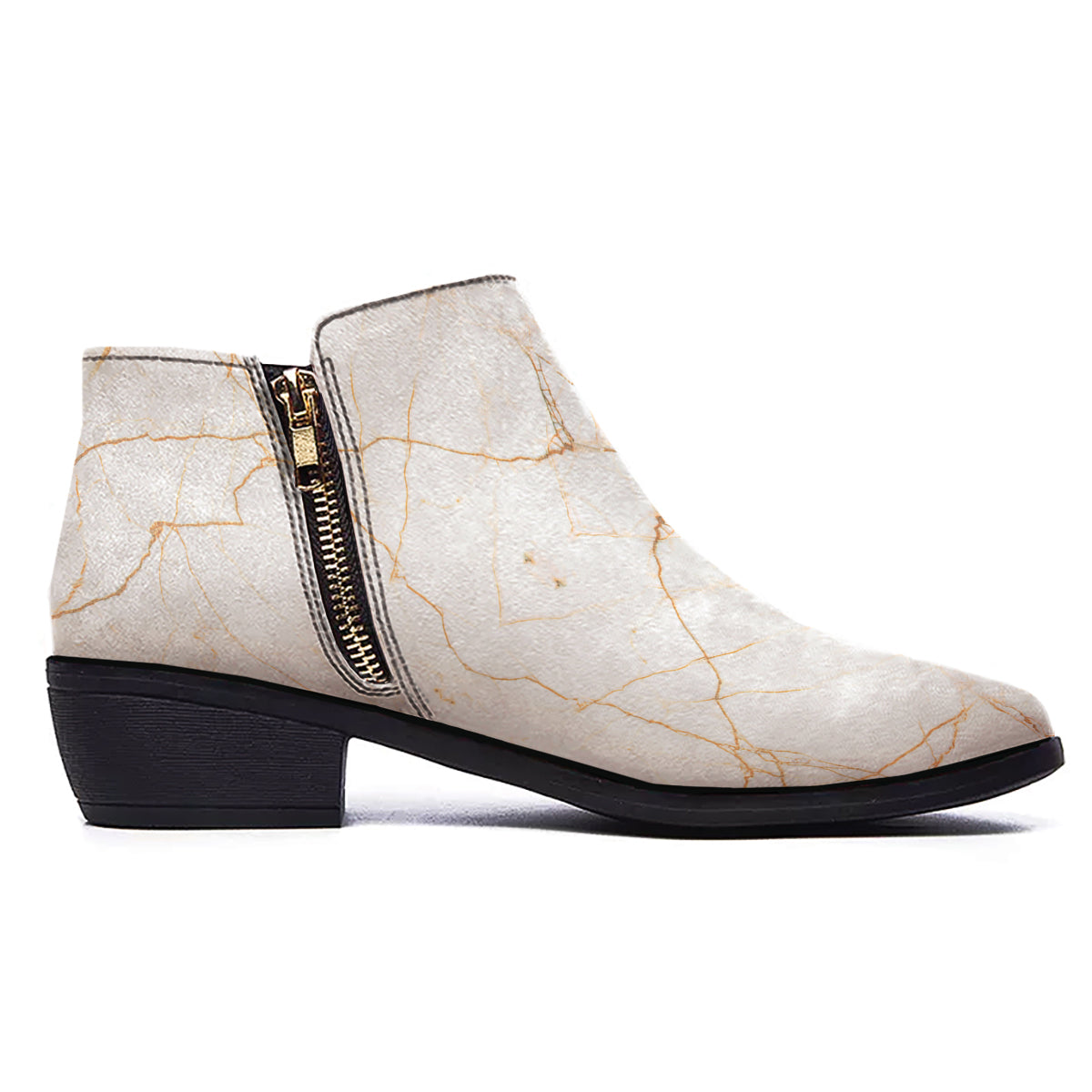 Scratch Marble White Gold Print Pattern Ankle Boots-grizzshop