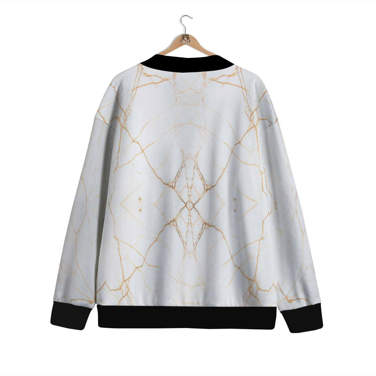 Scratch Marble White Gold Print Pattern Cardigan-grizzshop