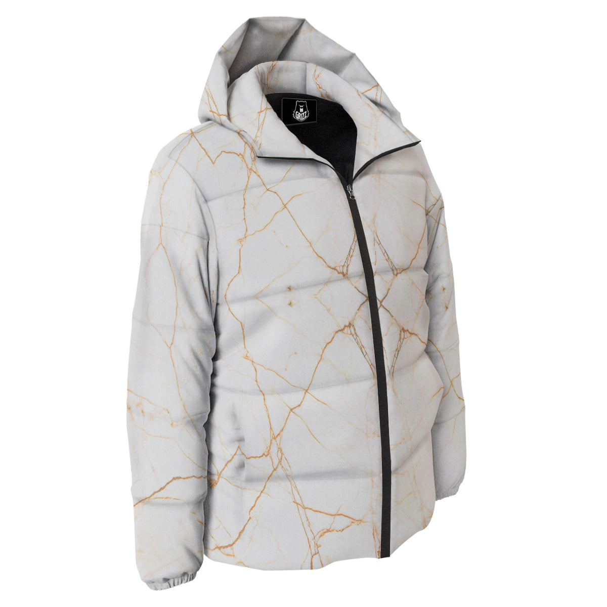 Scratch Marble White Gold Print Pattern Down Jacket-grizzshop