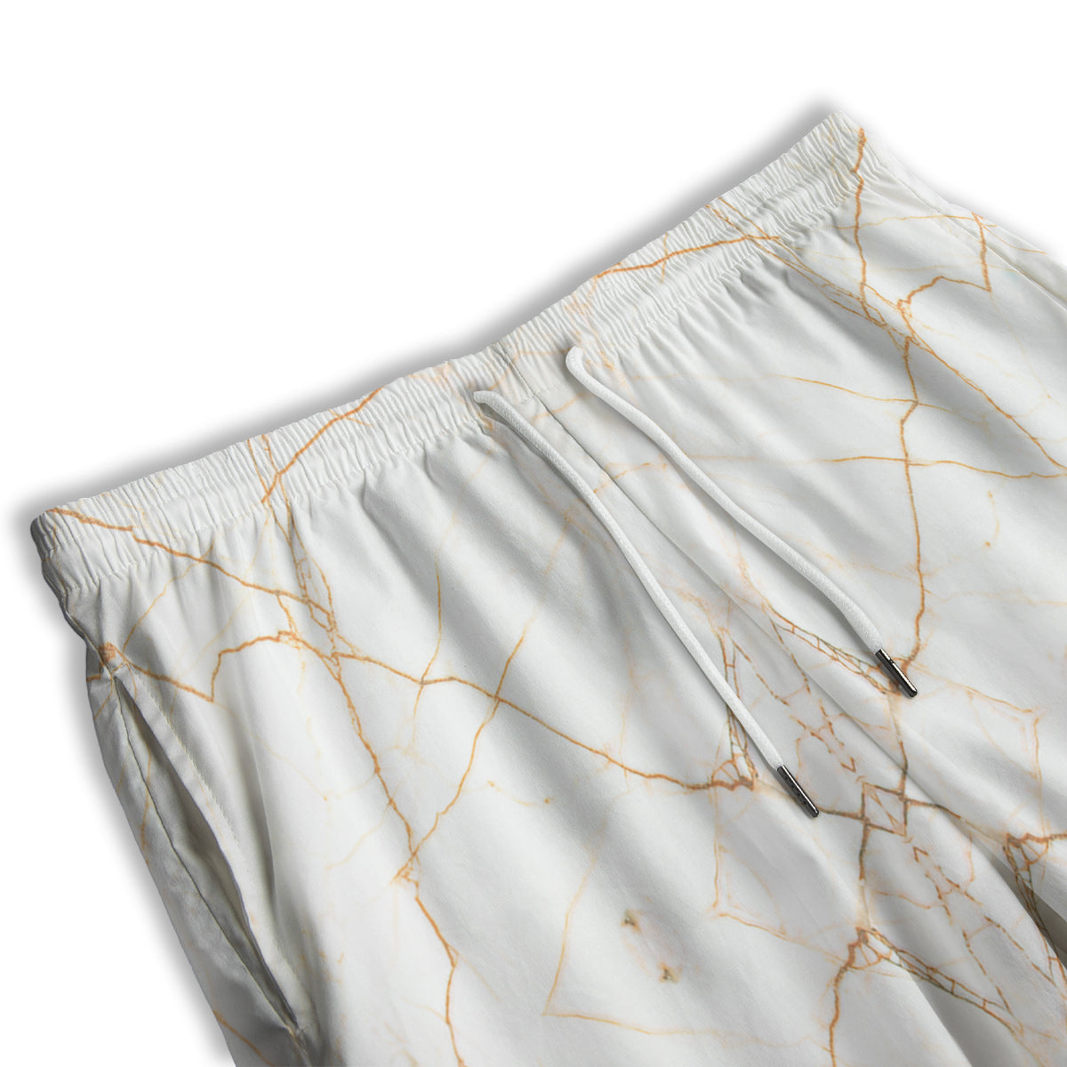 Scratch Marble White Gold Print Pattern Men's Athletic Shorts