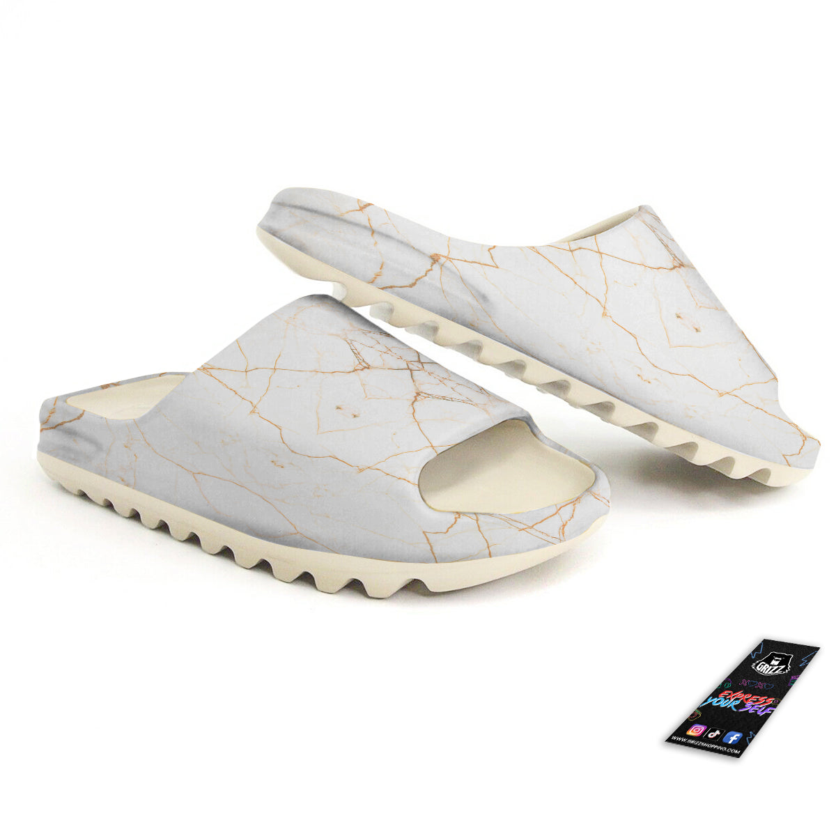 Scratch Marble White Gold Print Pattern Sandals-grizzshop
