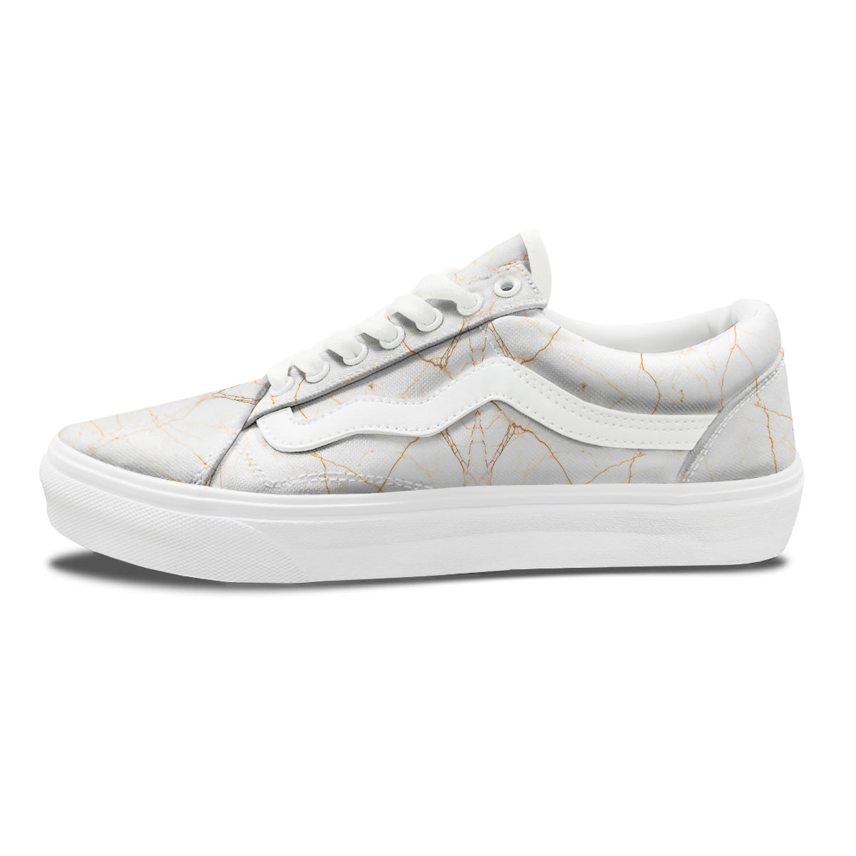 Scratch Marble White Gold Print Pattern Skate Shoes-grizzshop