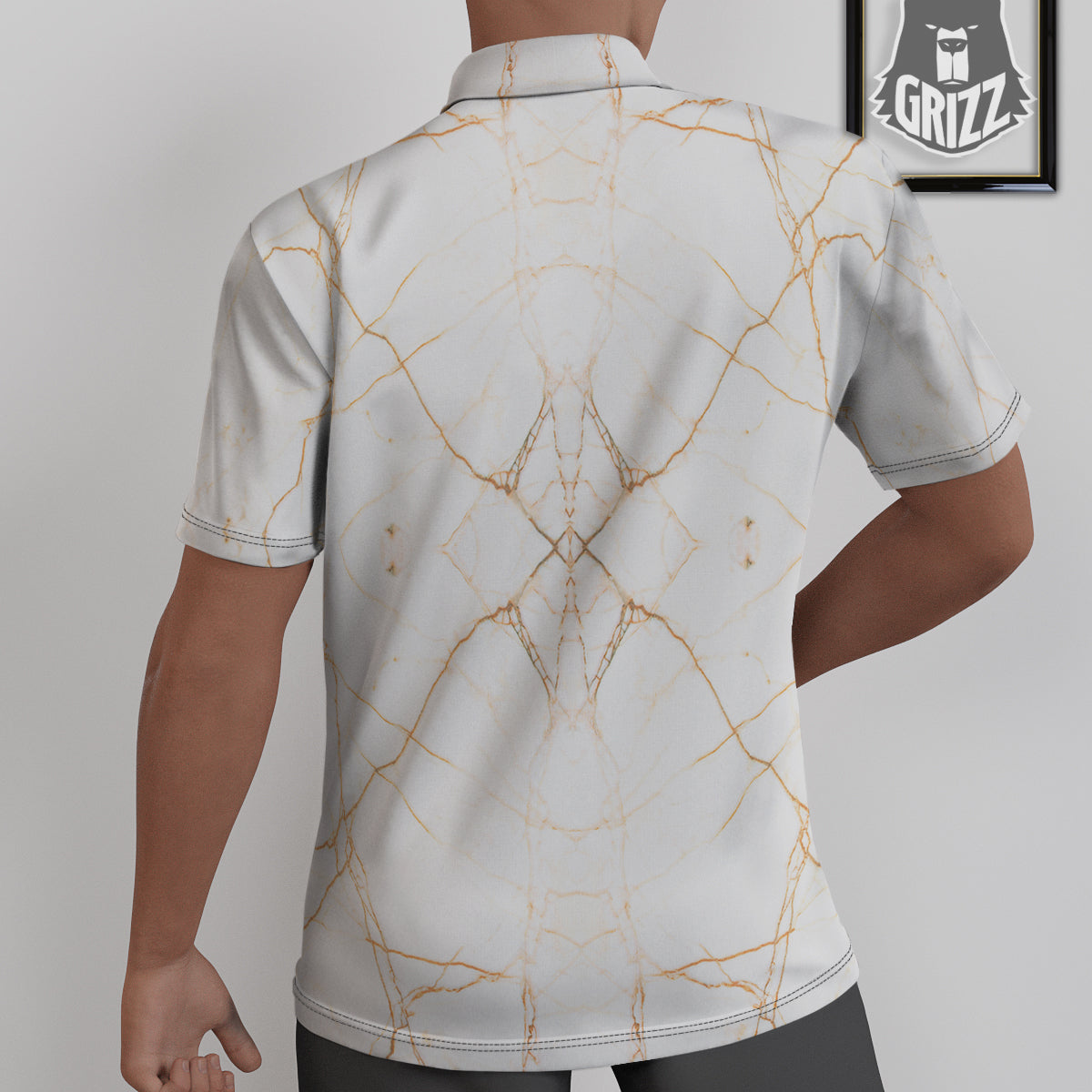 Scratch Marble White Gold Print Pattern Untucked Shirts-grizzshop