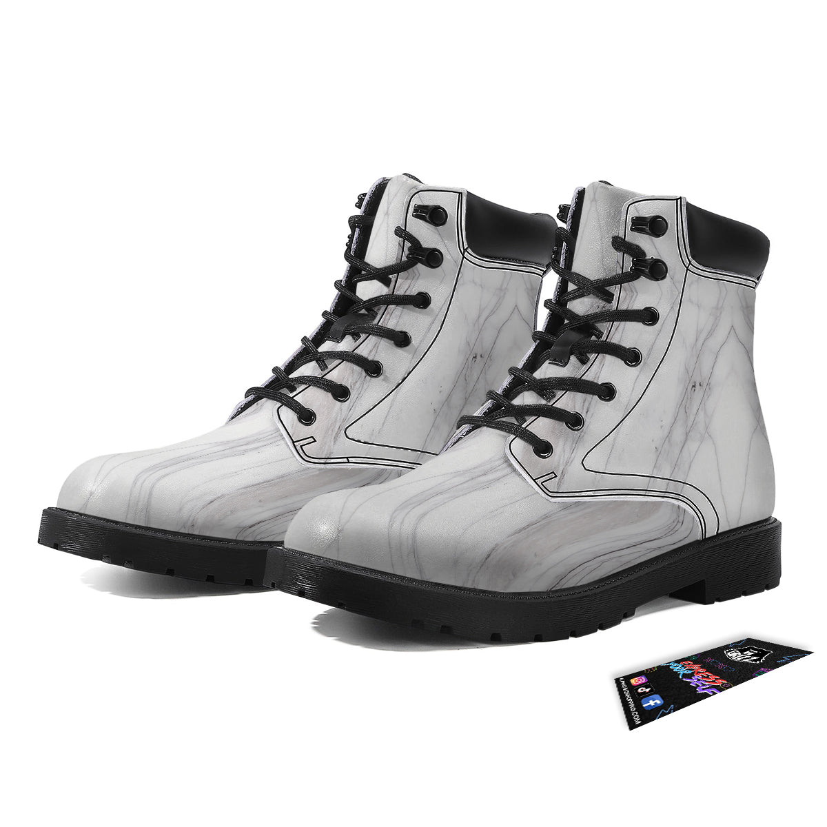 Scratch Marble White Gray Print Pattern Boots-grizzshop
