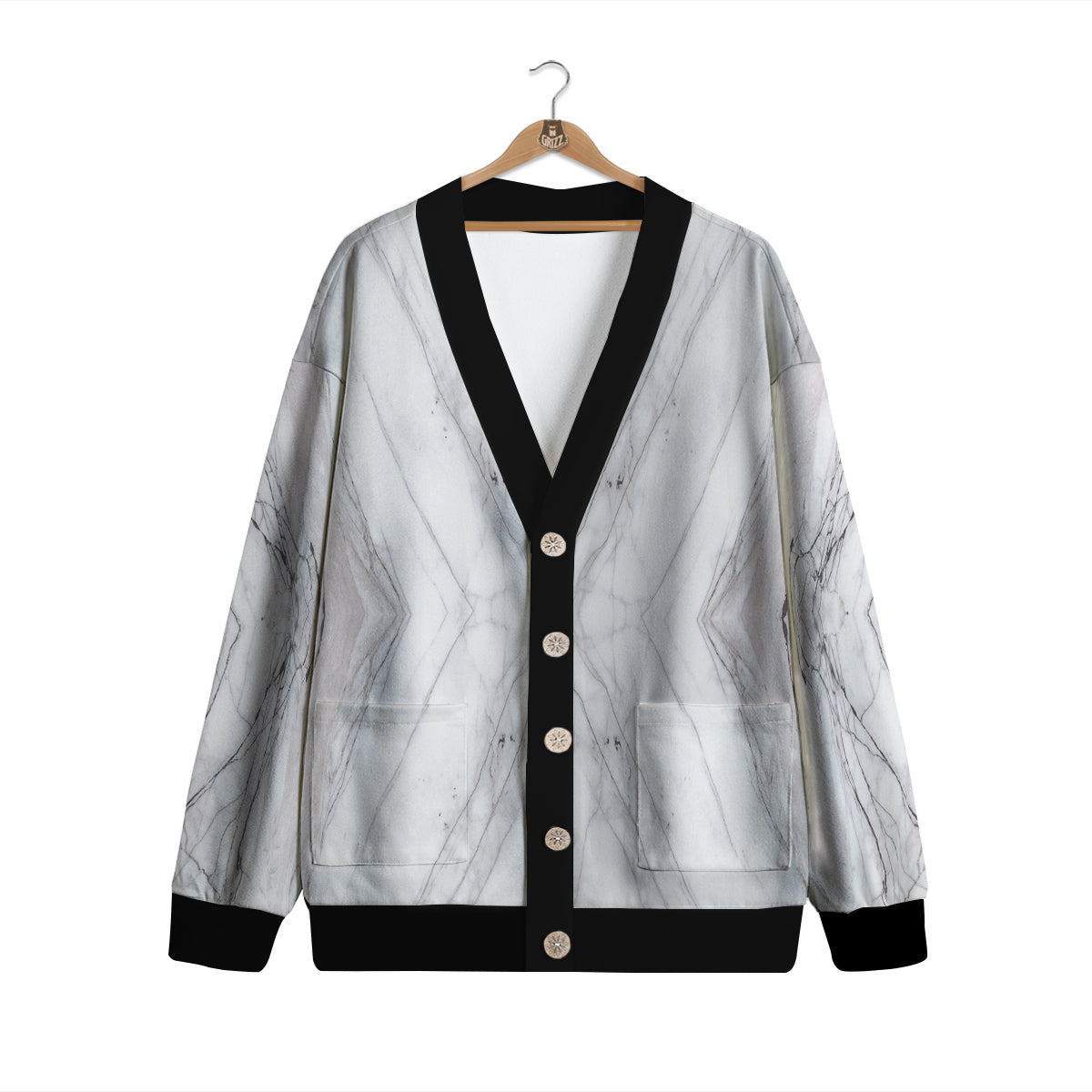 Scratch Marble White Gray Print Pattern Cardigan-grizzshop