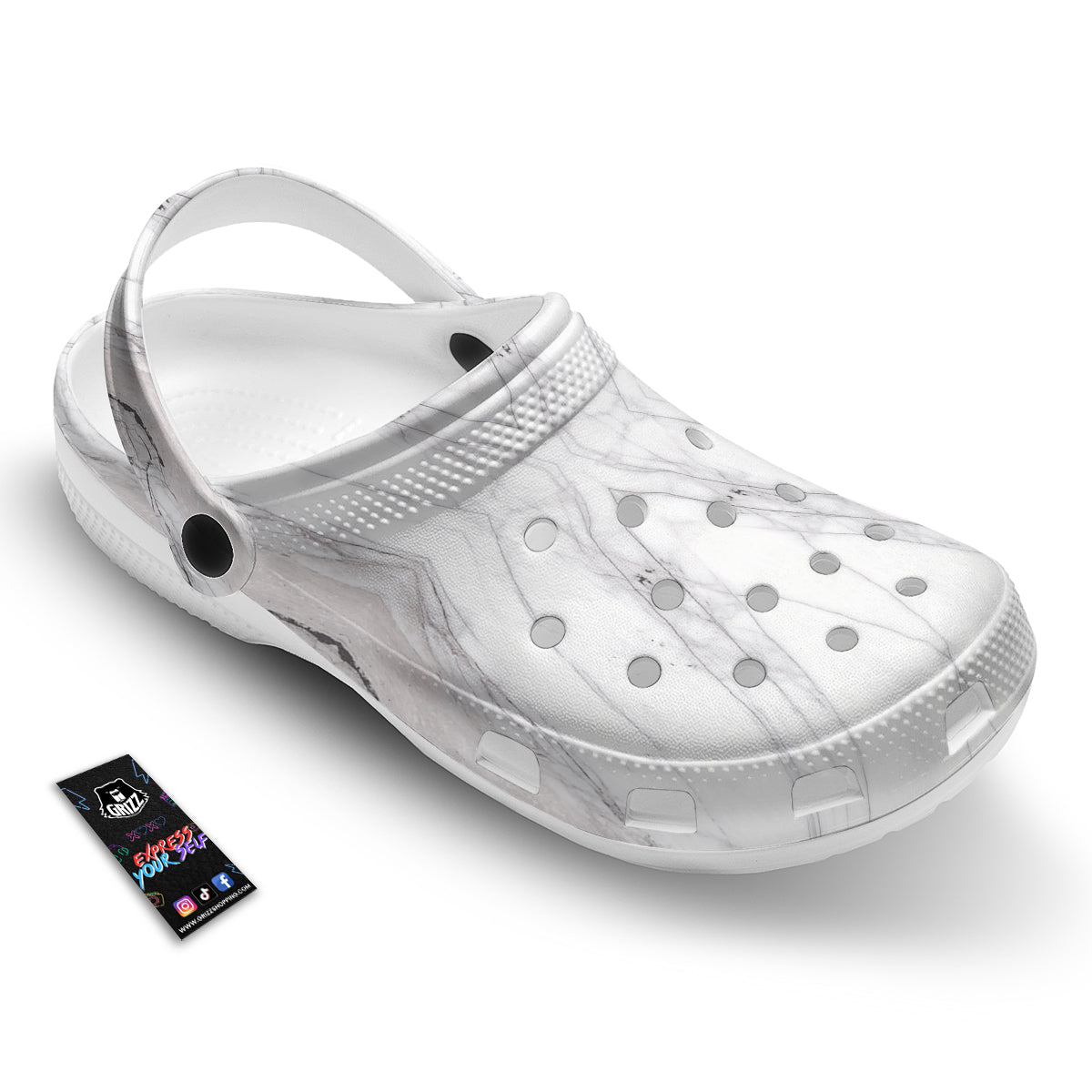 Scratch Marble White Gray Print Pattern Clog-grizzshop