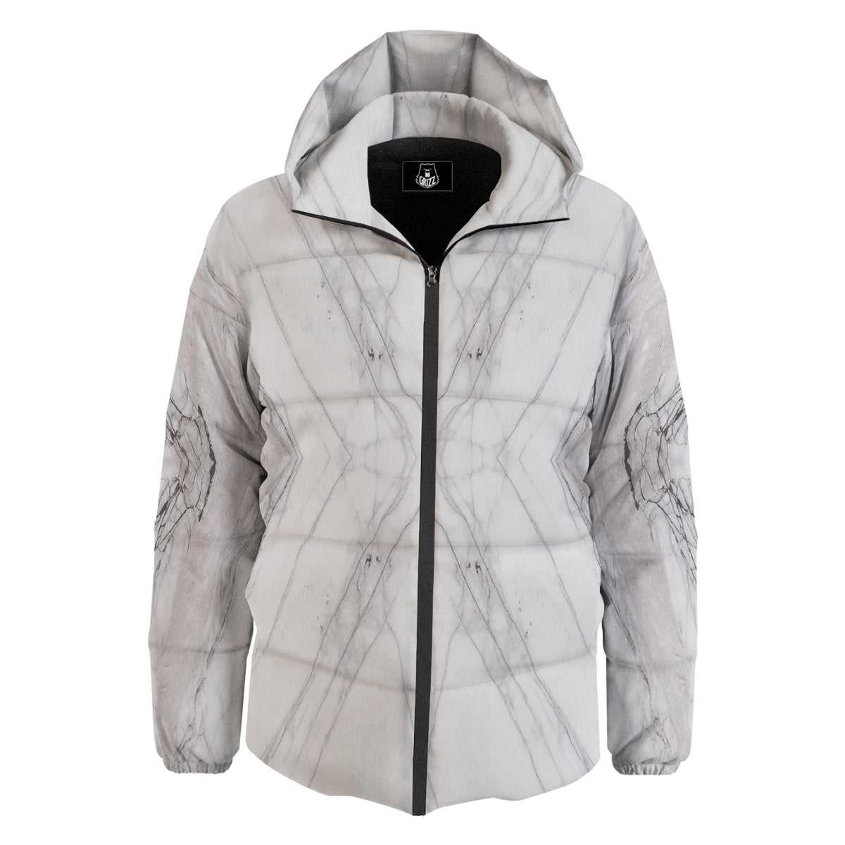 Scratch Marble White Gray Print Pattern Down Jacket-grizzshop
