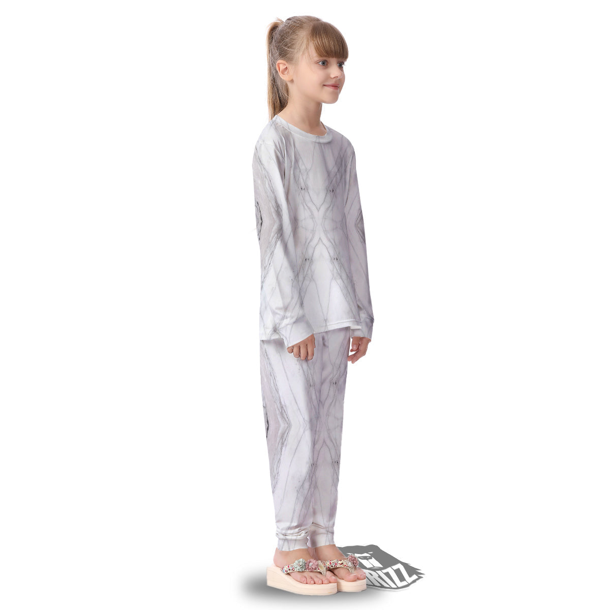 Scratch Marble White Gray Print Pattern Kid's Pajamas-grizzshop