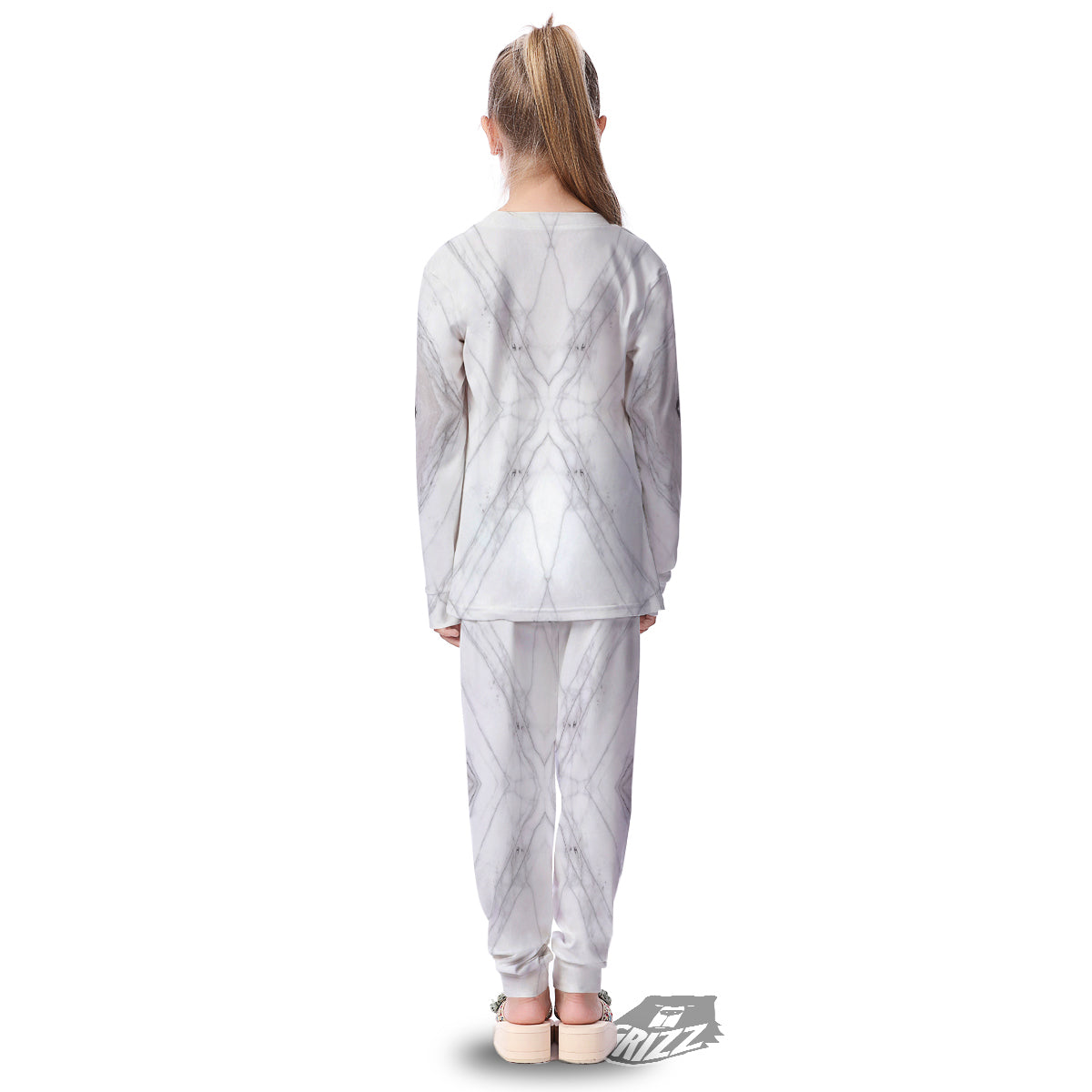 Scratch Marble White Gray Print Pattern Kid's Pajamas-grizzshop