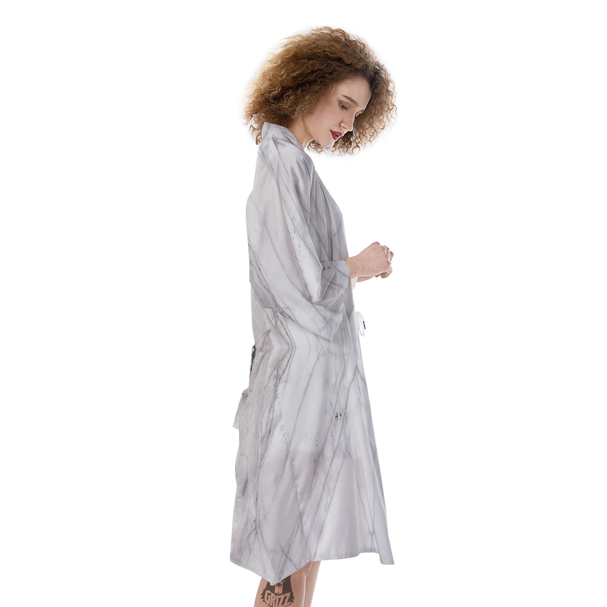 Scratch Marble White Gray Print Pattern Kimono-grizzshop