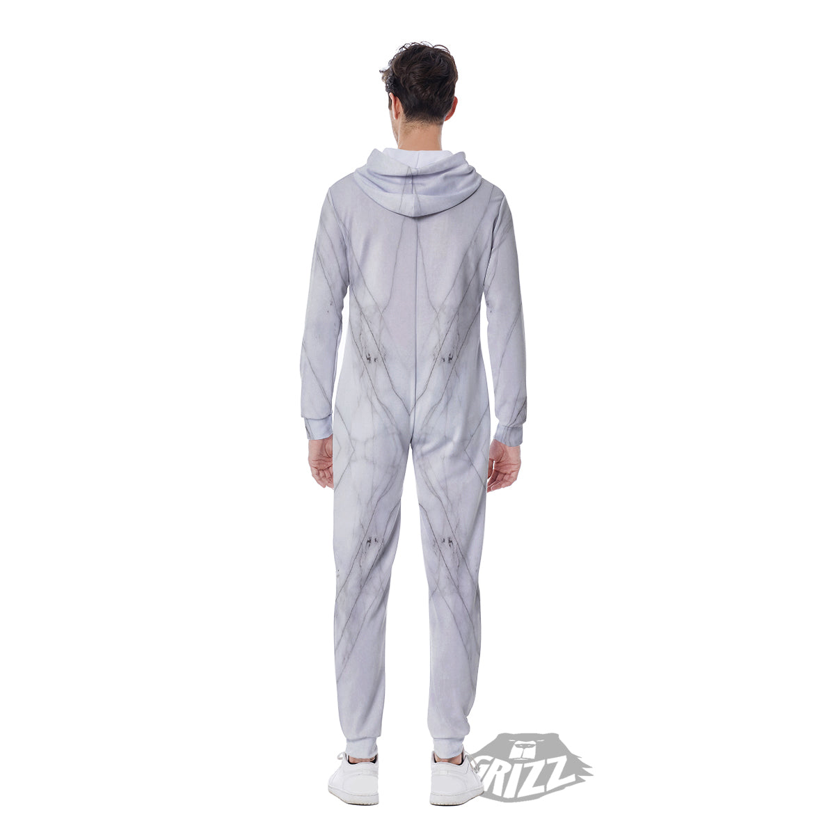 Scratch Marble White Gray Print Pattern Men's Jumpsuit-grizzshop