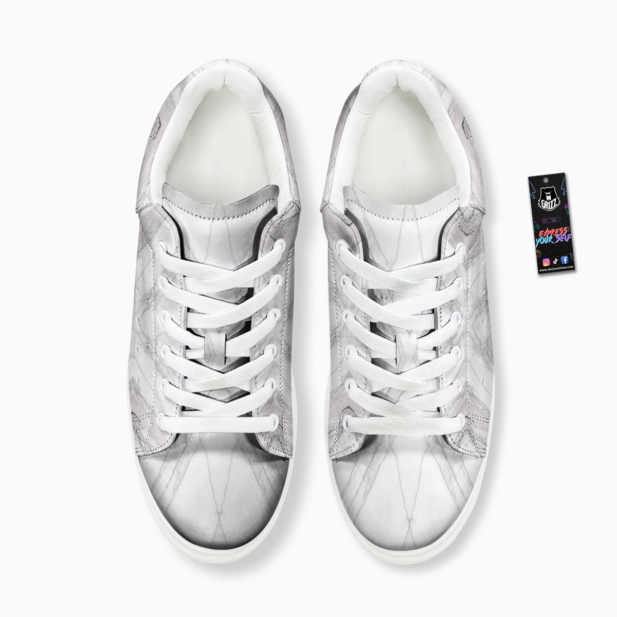 Scratch Marble White Gray Print Pattern Platform Shoes-grizzshop