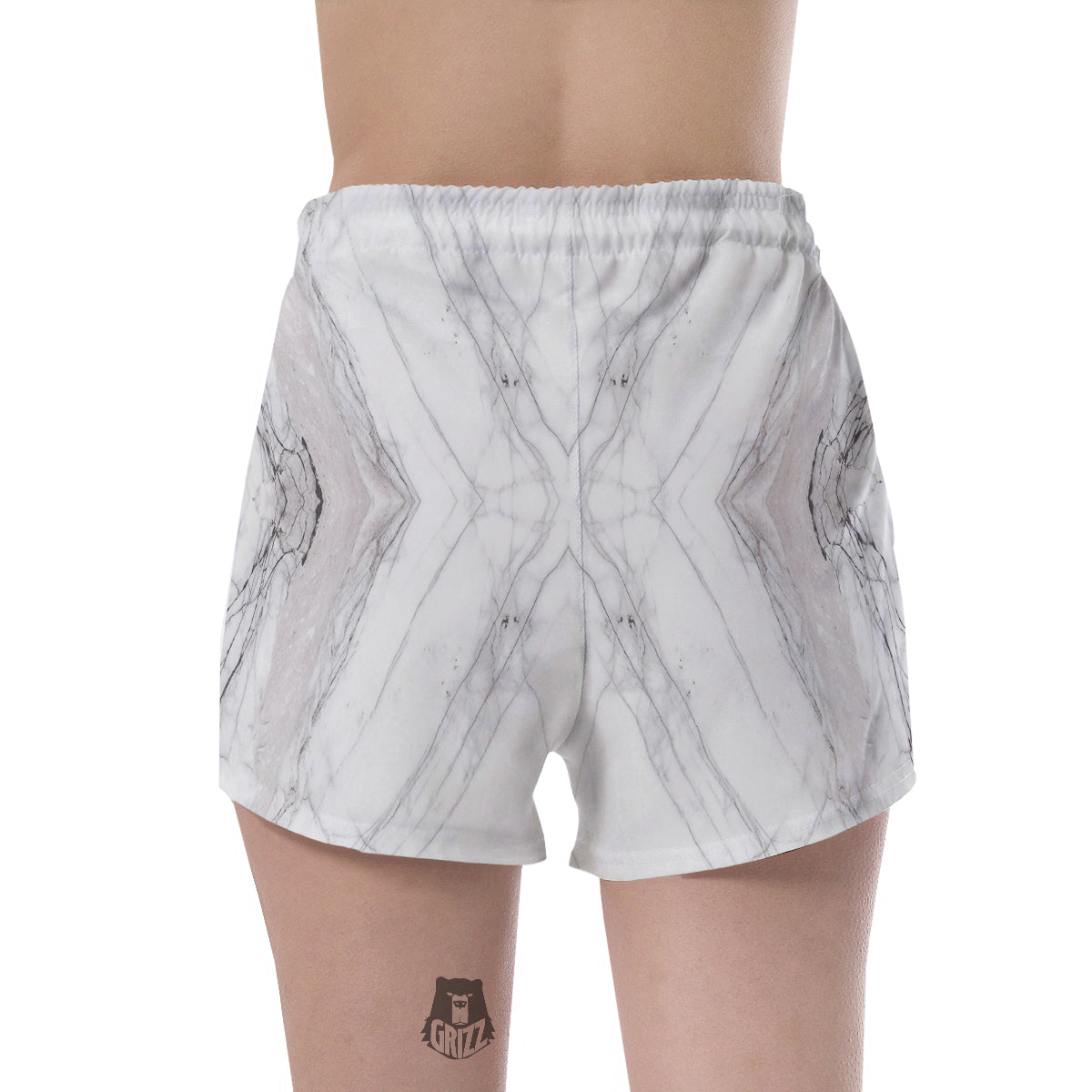 Scratch Marble White Gray Print Pattern Women's Shorts-grizzshop