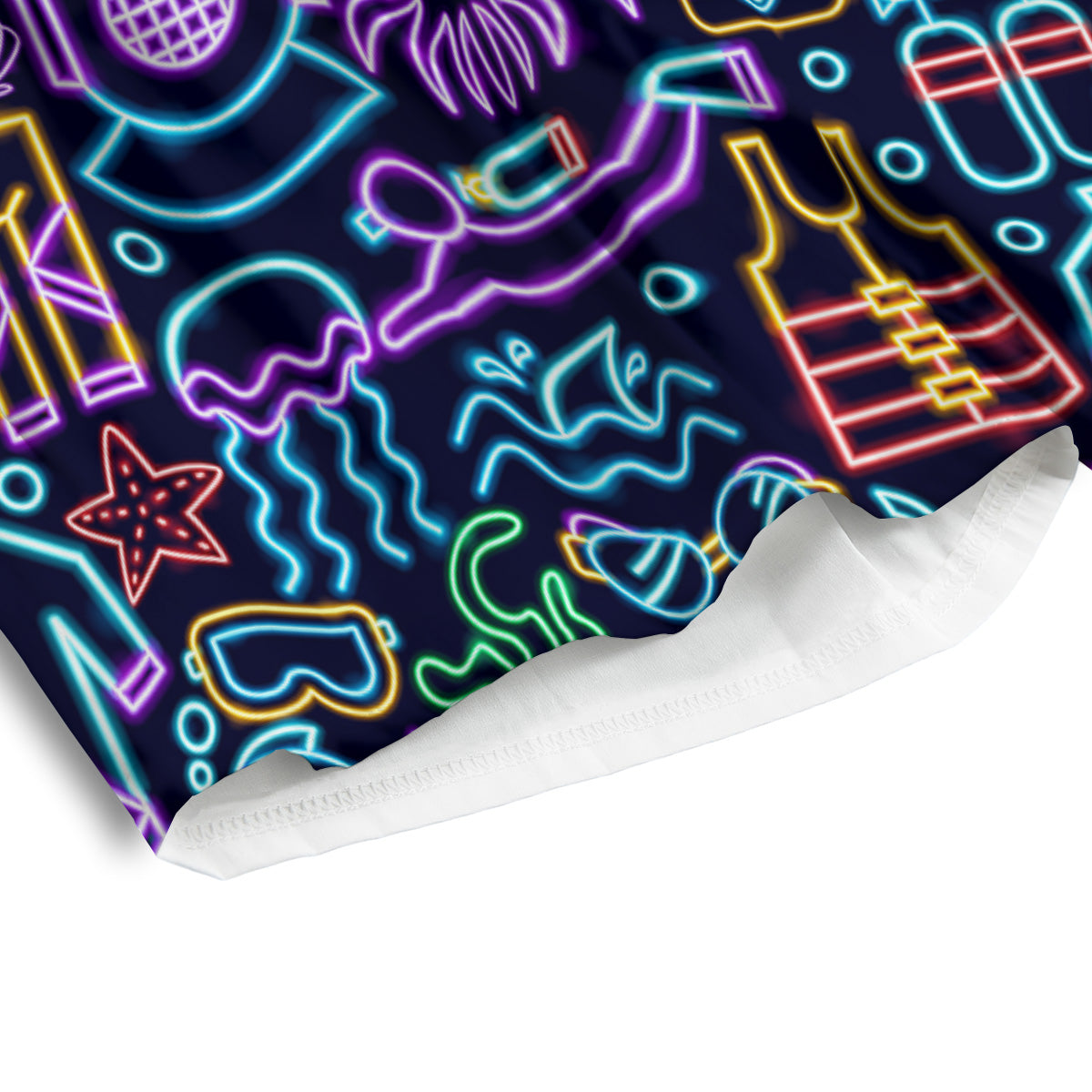 Scuba Diver Neon Print Pattern Men's Athletic Shorts