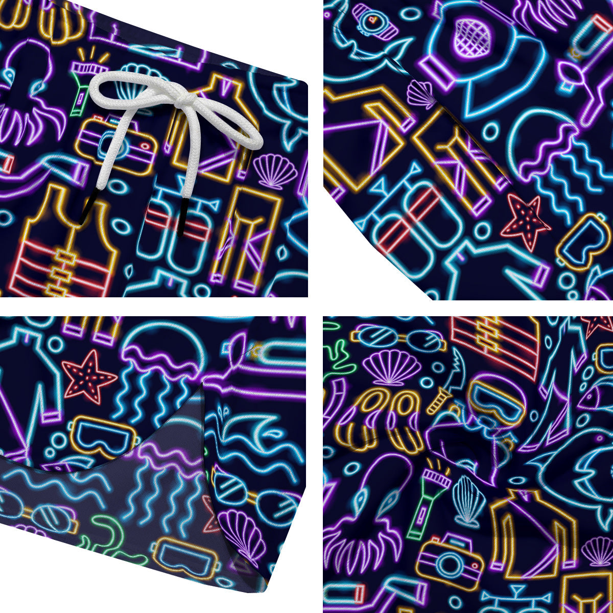 Scuba Diver Neon Print Pattern Men's Running Shorts-grizzshop