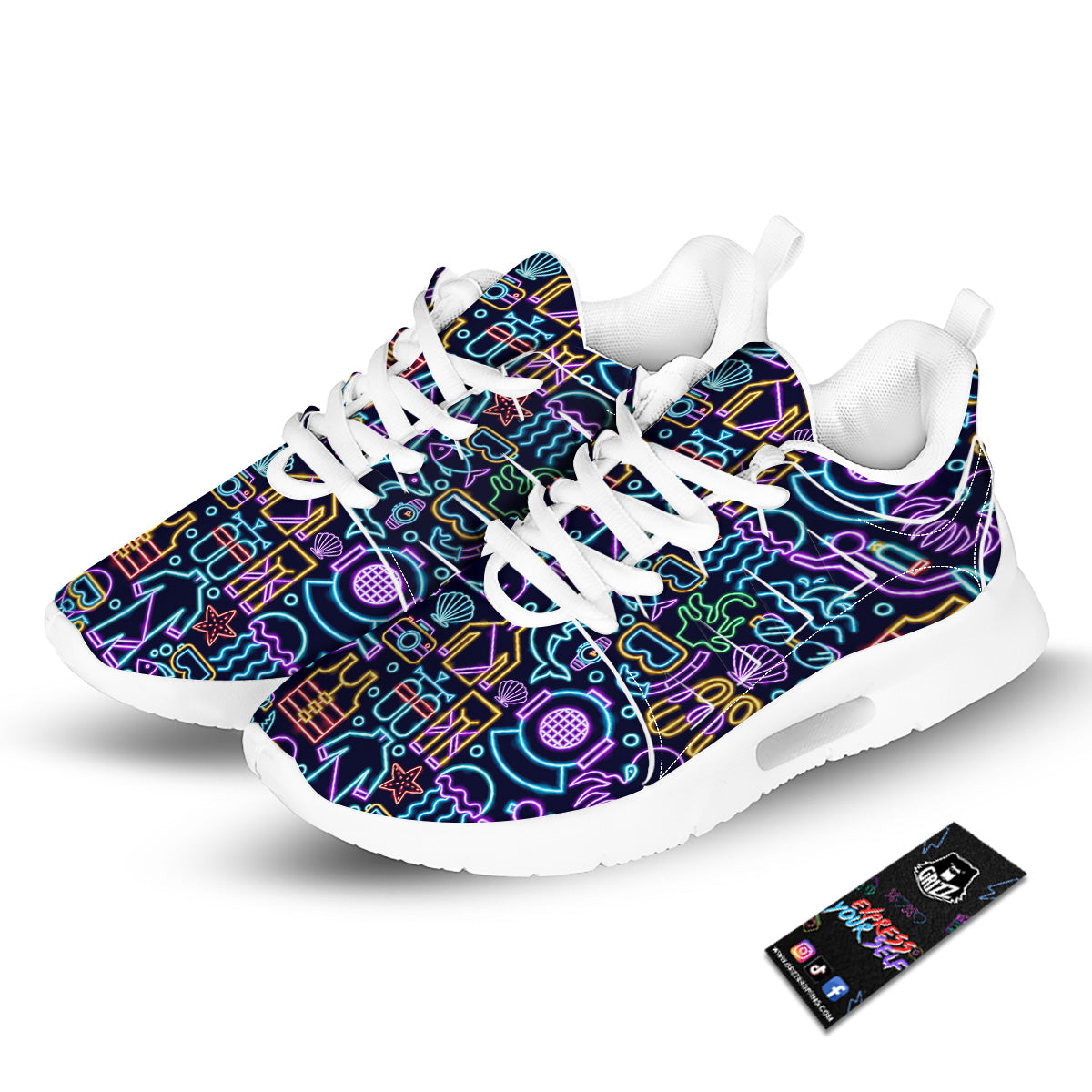 Scuba Diver Neon Print Pattern Tennis Shoes-grizzshop