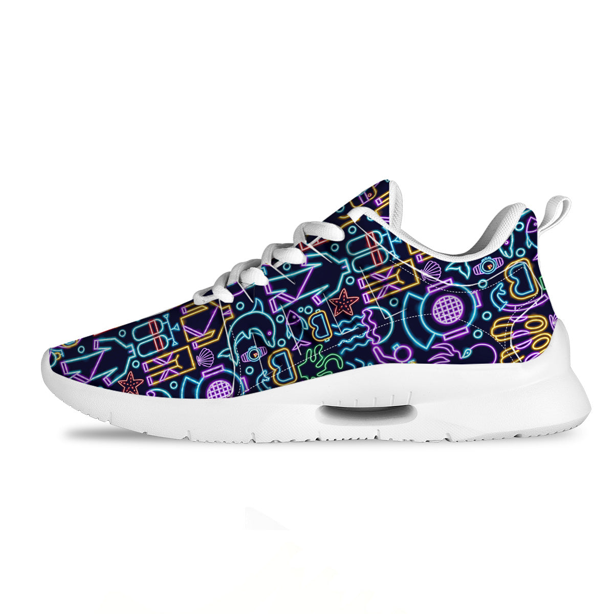 Scuba Diver Neon Print Pattern Tennis Shoes-grizzshop