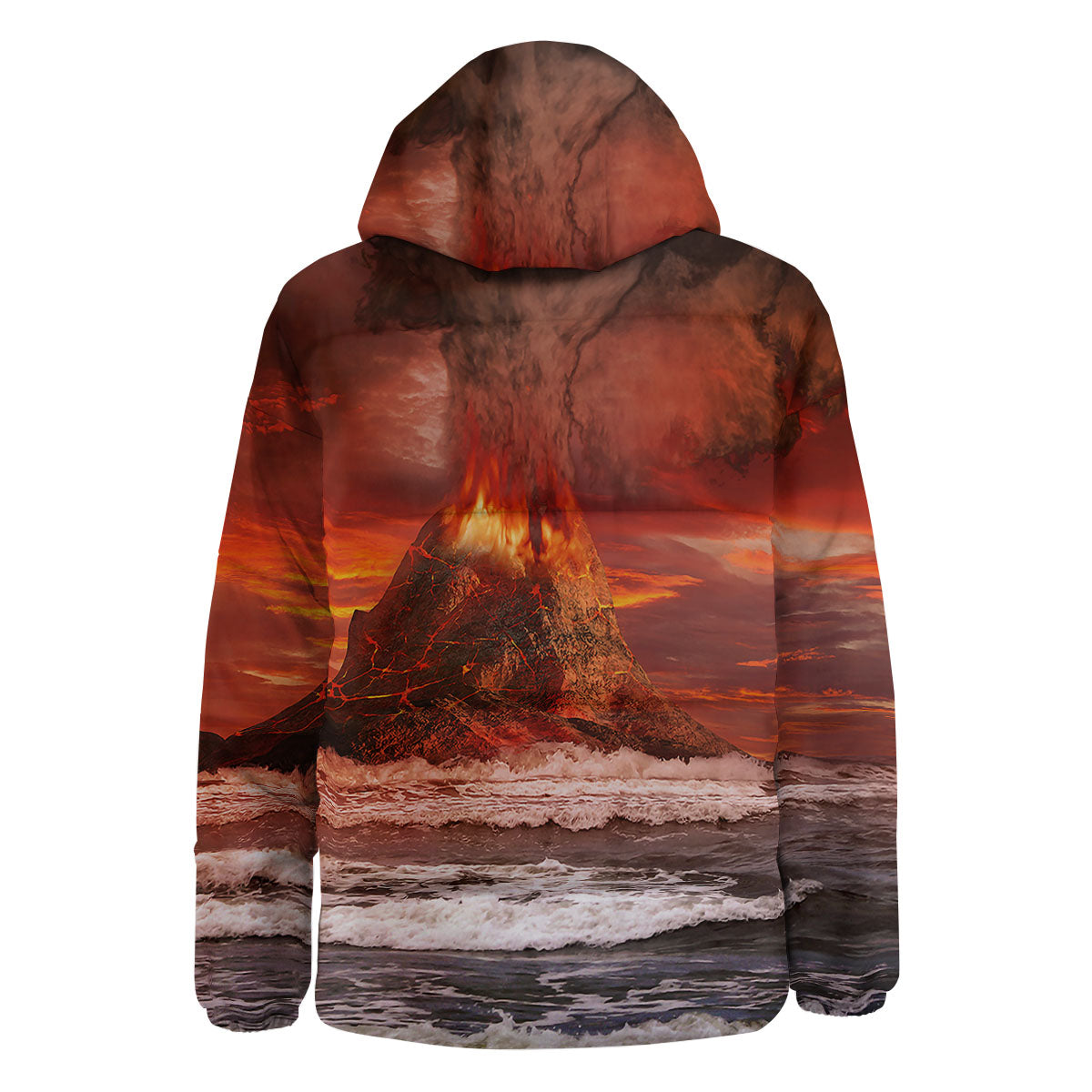 Sea And Volcano Print Down Jacket-grizzshop