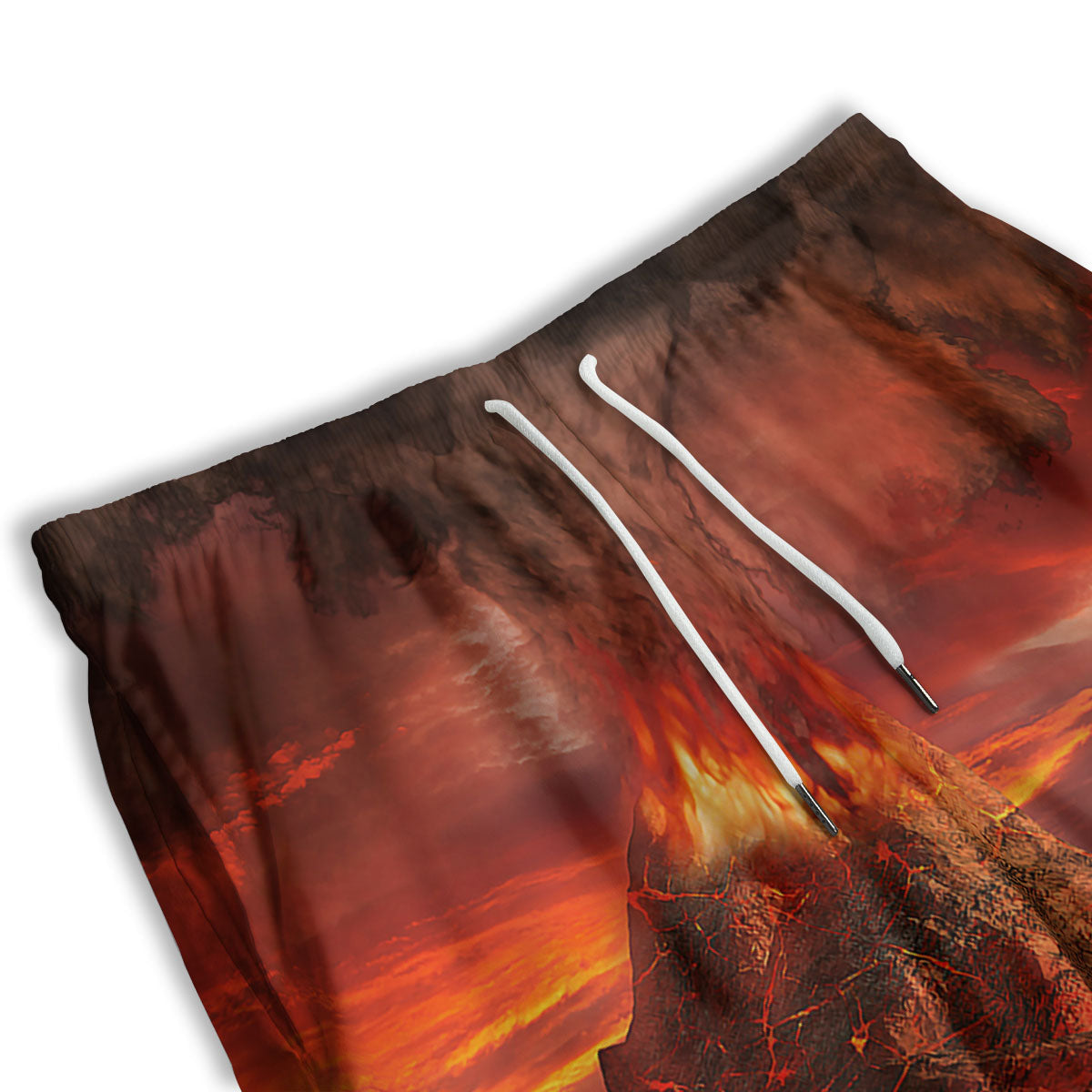 Sea And Volcano Print Men's Athletic Shorts