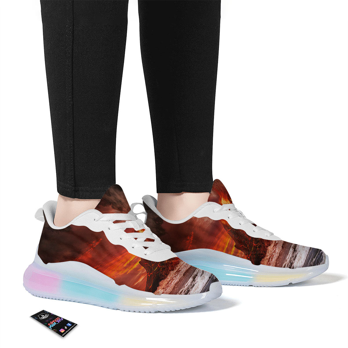 Sea And Volcano Print Running Sneakers-grizzshop
