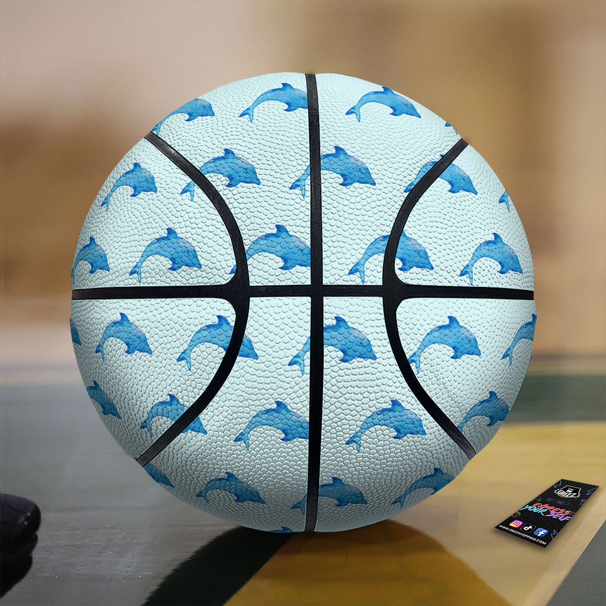 Sea Dolphin Watercolor Print Pattern Basketball