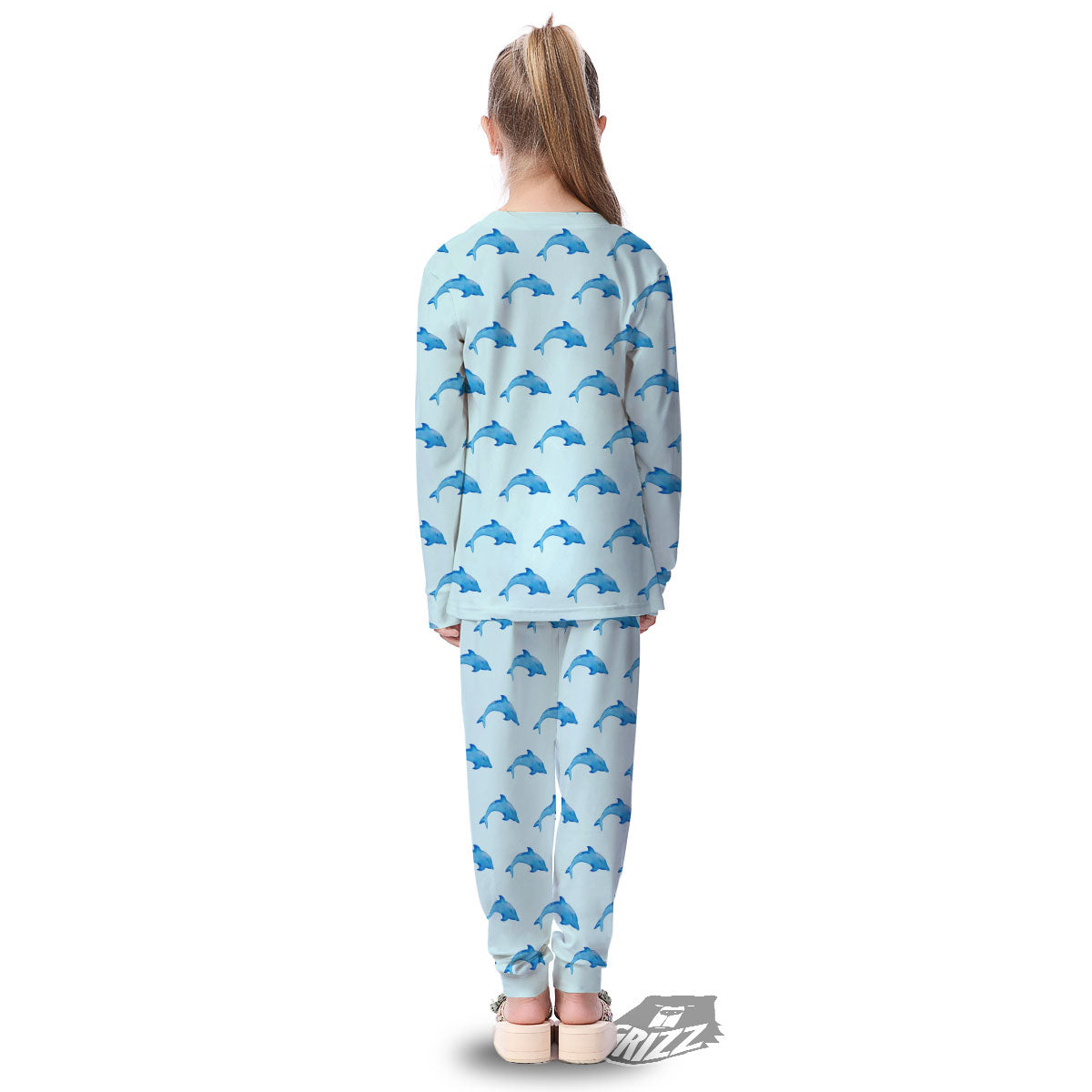 Sea Dolphin Watercolor Print Pattern Kid's Pajamas-grizzshop