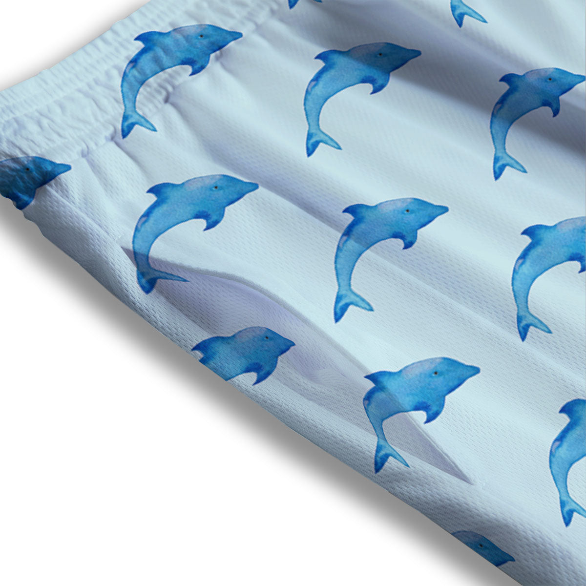 Sea Dolphin Watercolor Print Pattern Mesh Shorts