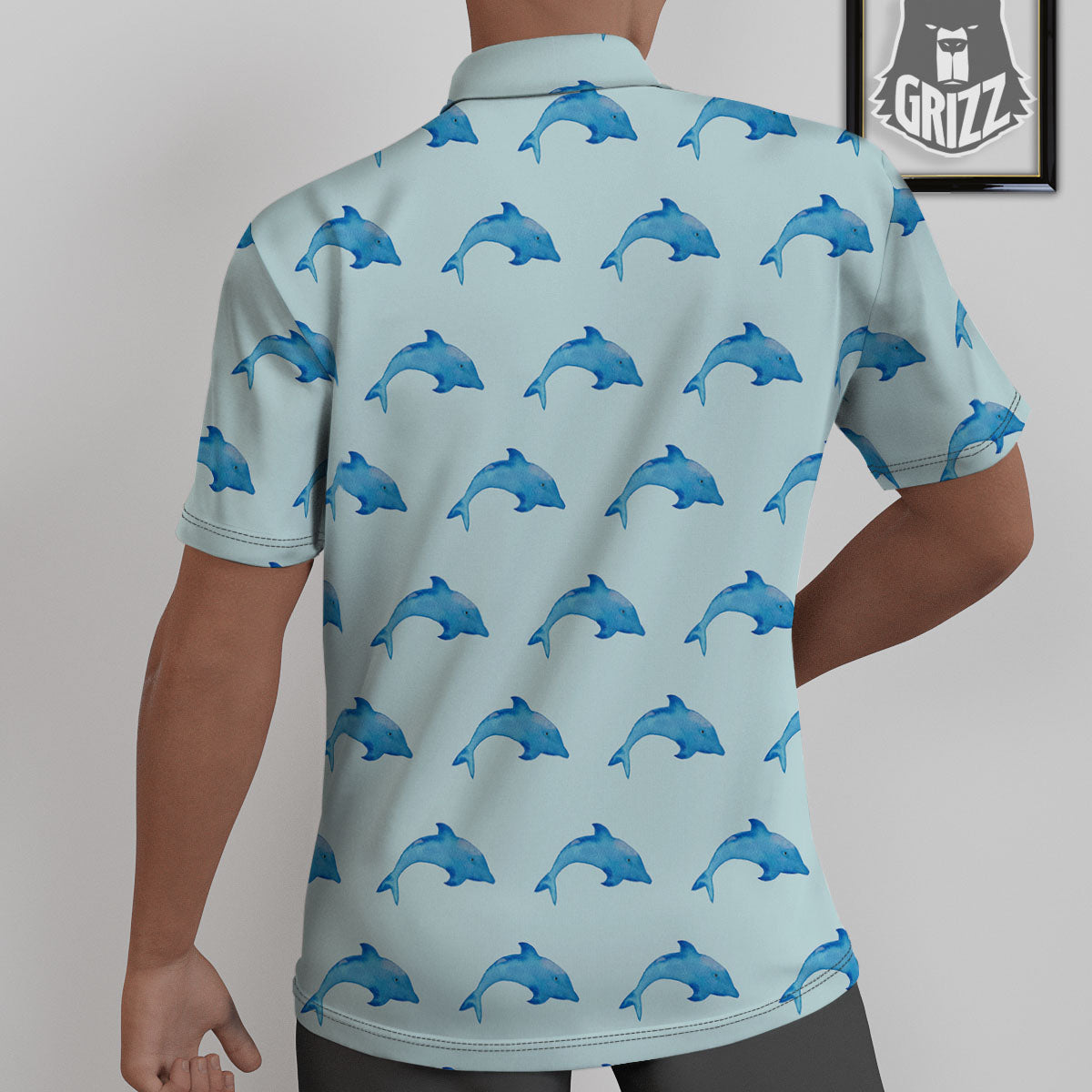 Sea Dolphin Watercolor Print Pattern Untucked Shirts-grizzshop