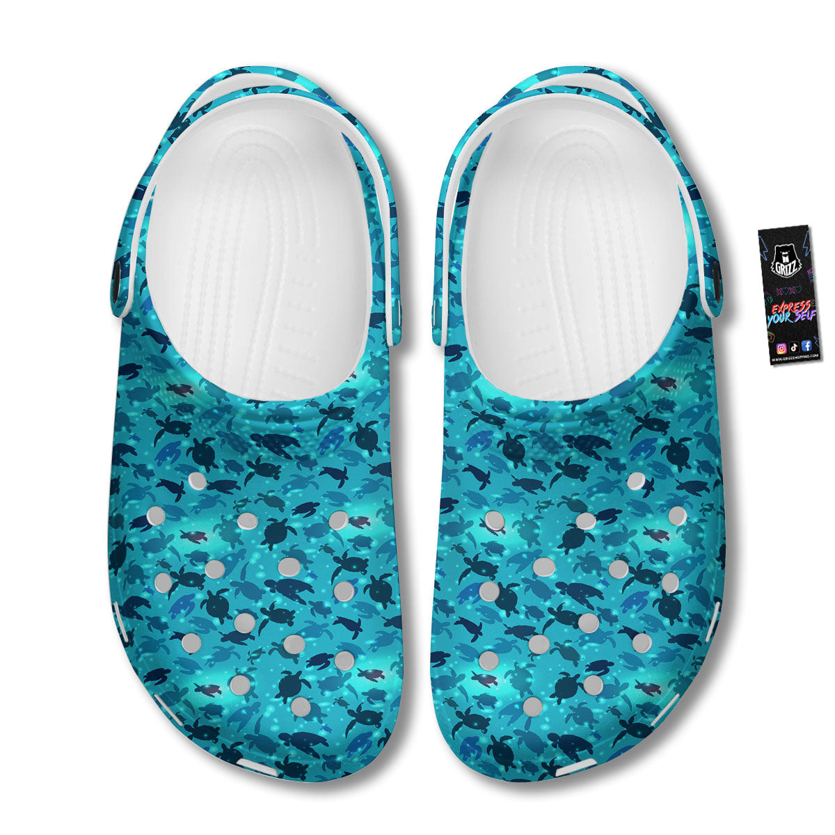 Sea Turtle Black And Blue Print Pattern Clog-grizzshop