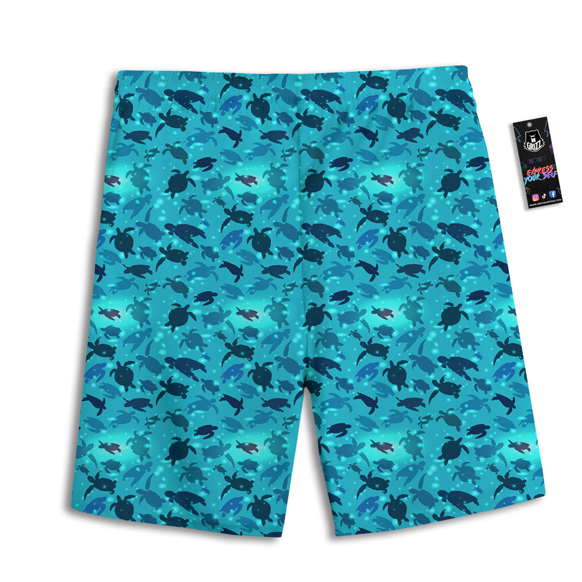 Sea Turtle Black And Blue Print Pattern Men's Athletic Shorts
