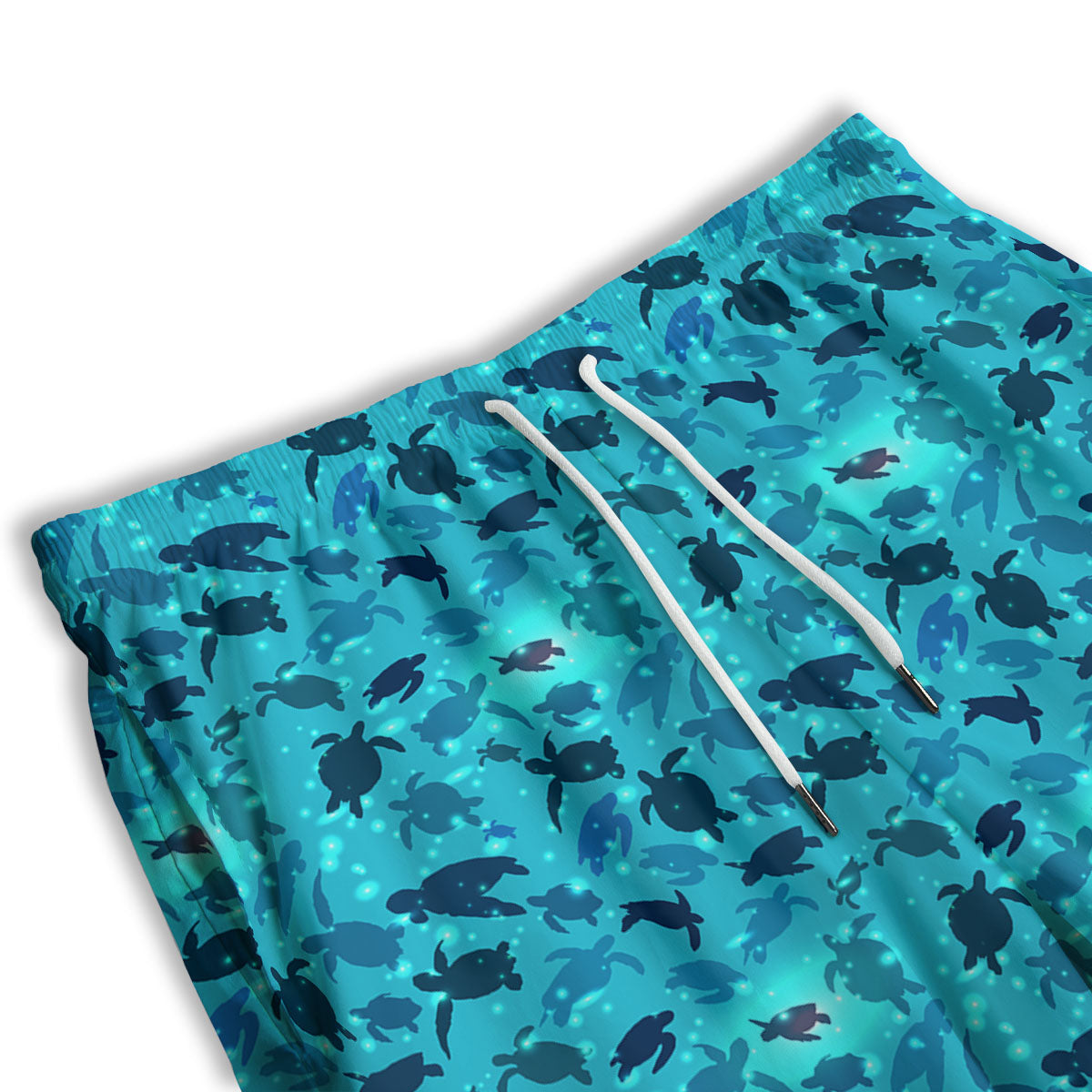 Sea Turtle Black And Blue Print Pattern Men's Athletic Shorts