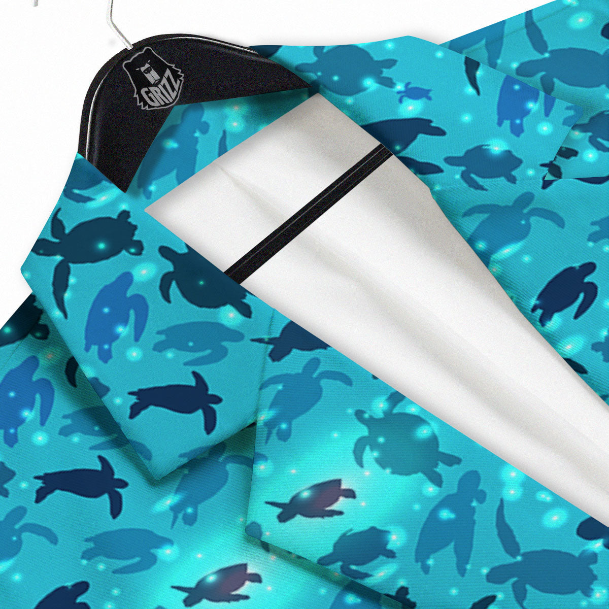 Sea Turtle Black And Blue Print Pattern Men's Sport Coat-grizzshop