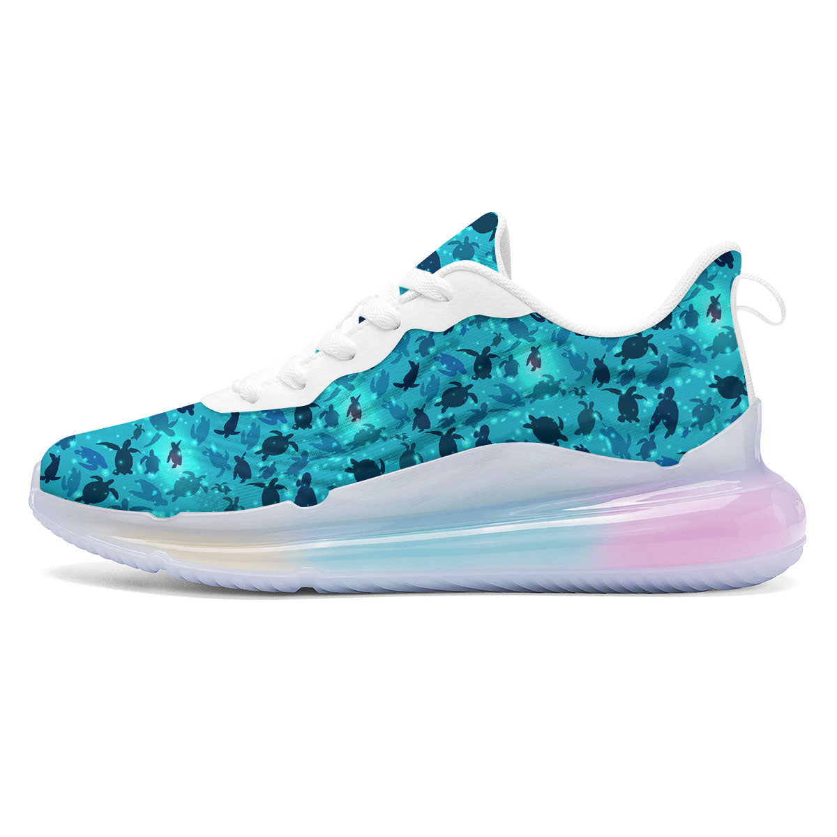 Sea Turtle Black And Blue Print Pattern Running Sneakers-grizzshop