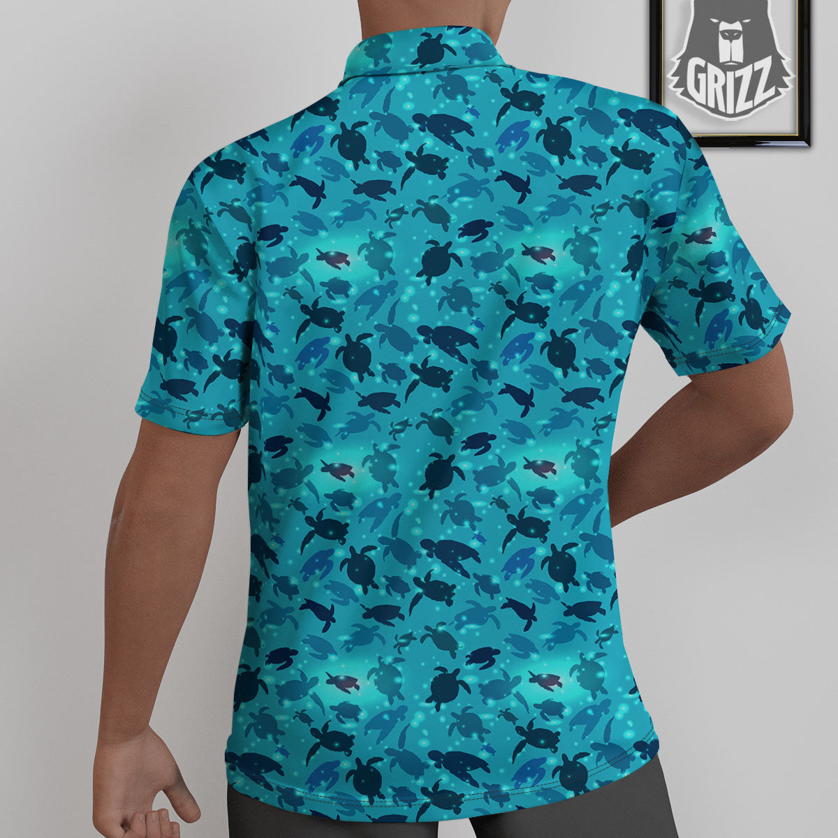 Sea Turtle Black And Blue Print Pattern Untucked Shirts-grizzshop