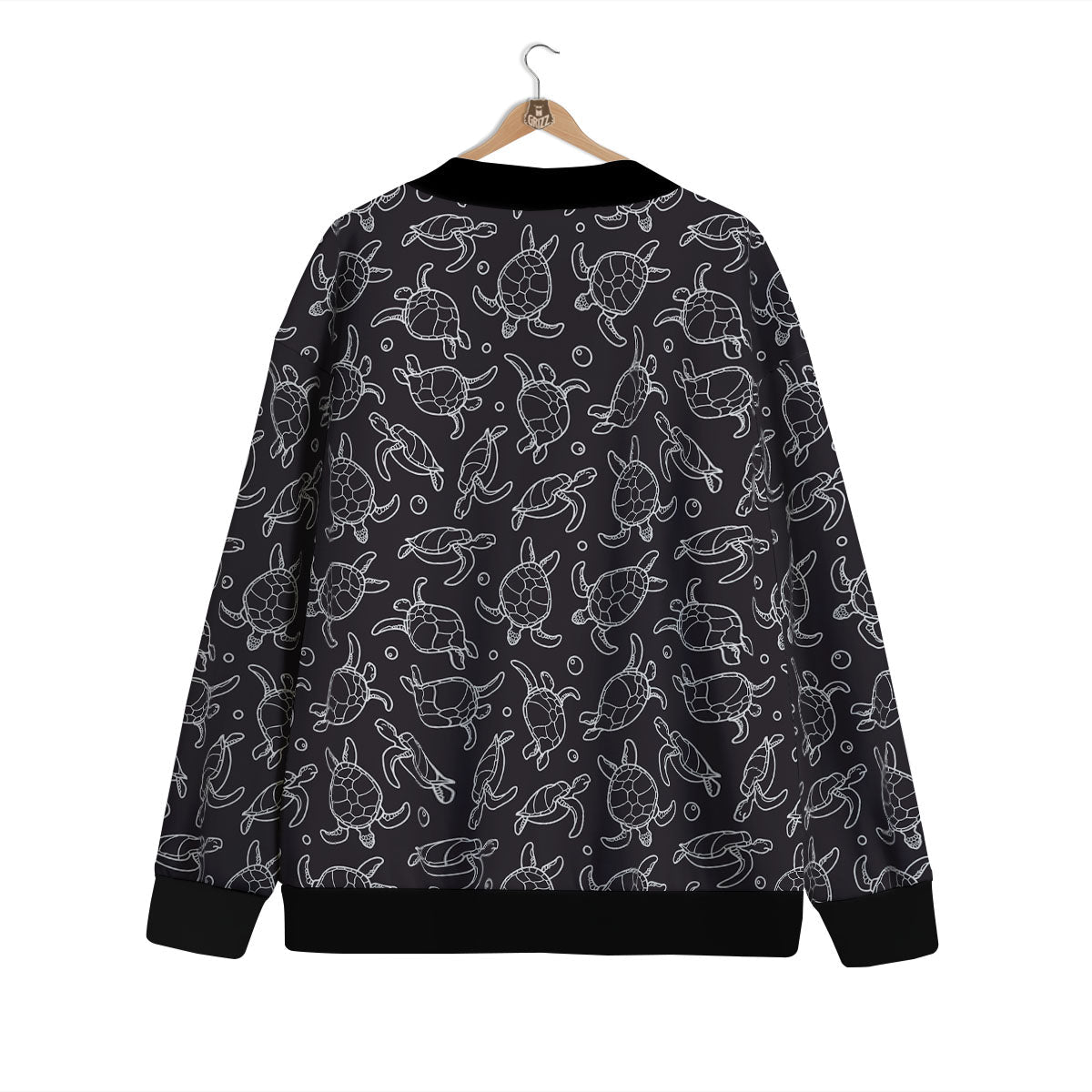 Sea Turtle Black And White Print Pattern Cardigan-grizzshop
