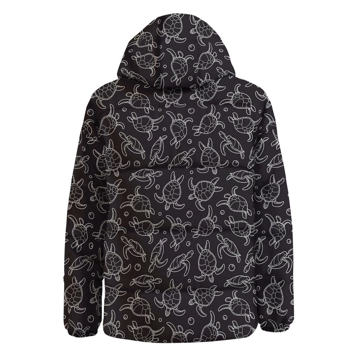 Sea Turtle Black And White Print Pattern Down Jacket-grizzshop