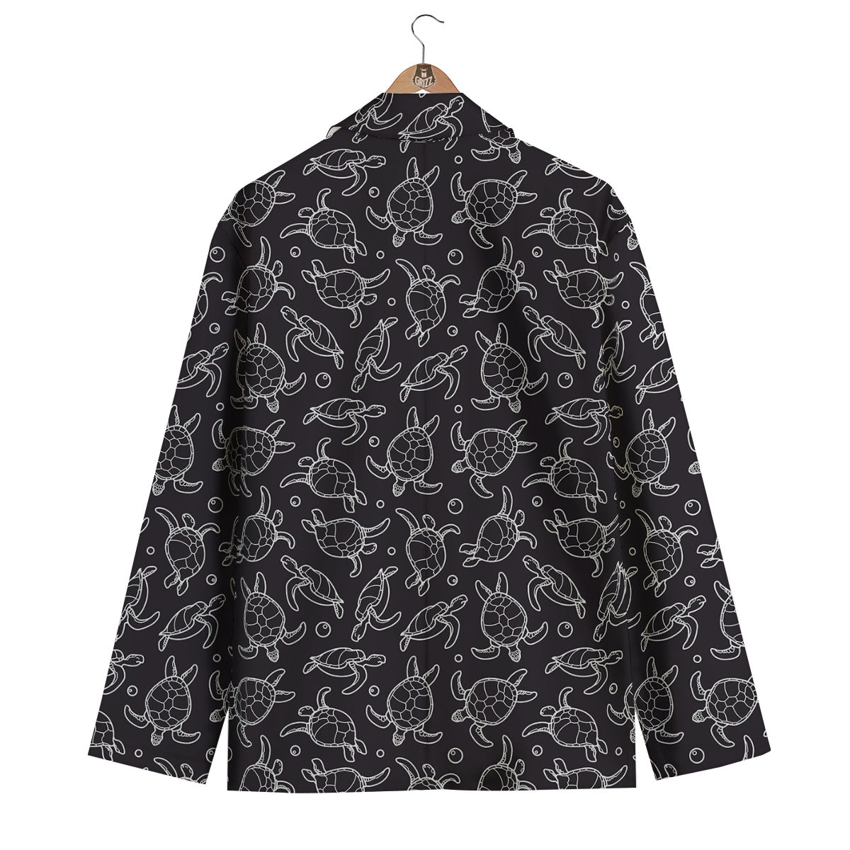 Sea Turtle Black And White Print Pattern Men's Blazer-grizzshop
