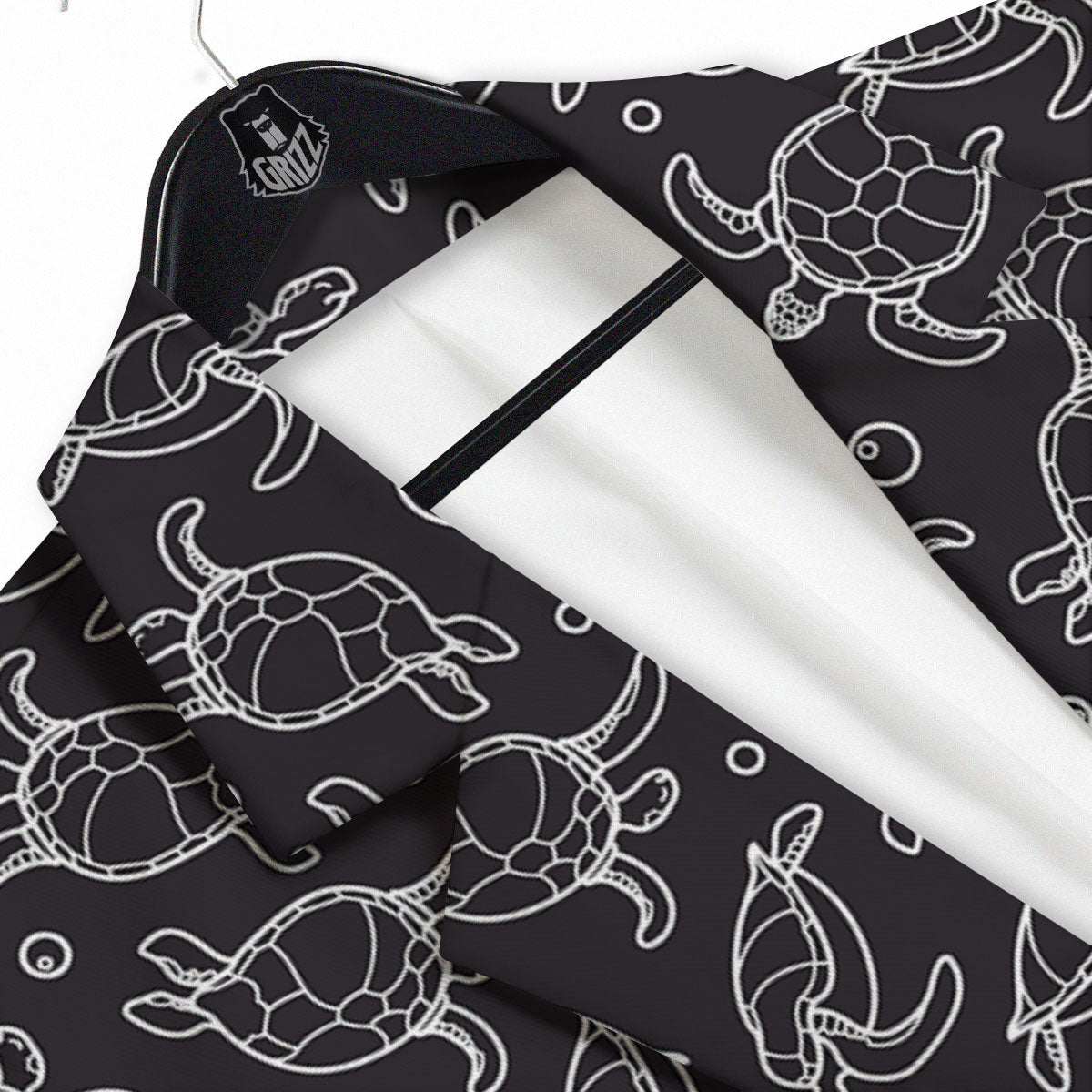 Sea Turtle Black And White Print Pattern Men's Sport Coat-grizzshop