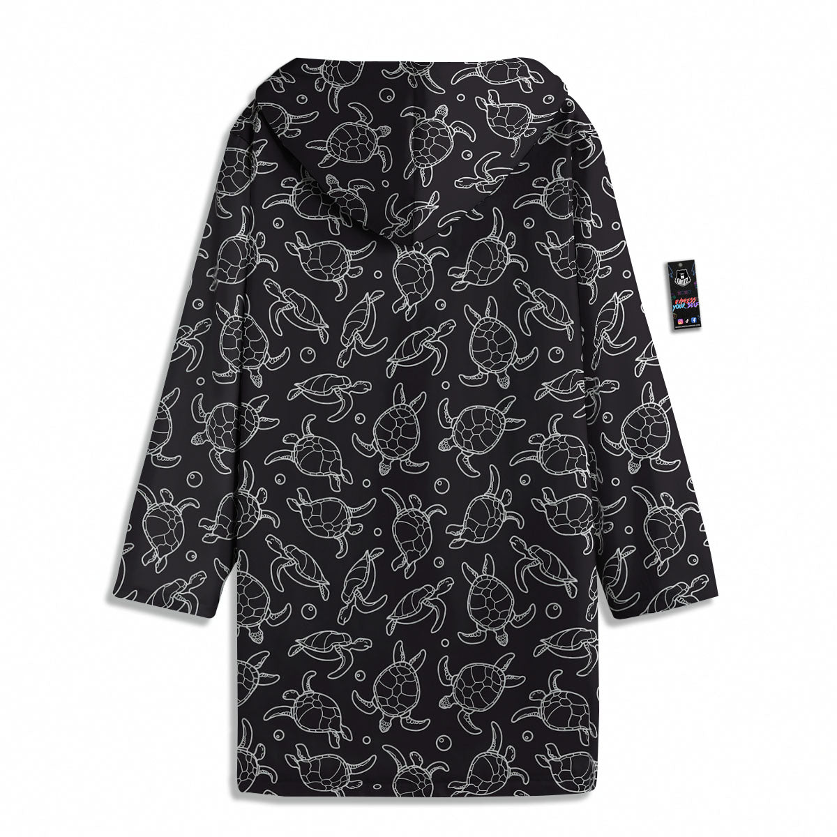 Sea Turtle Black And White Print Pattern Men's Windbreaker Jacket-grizzshop