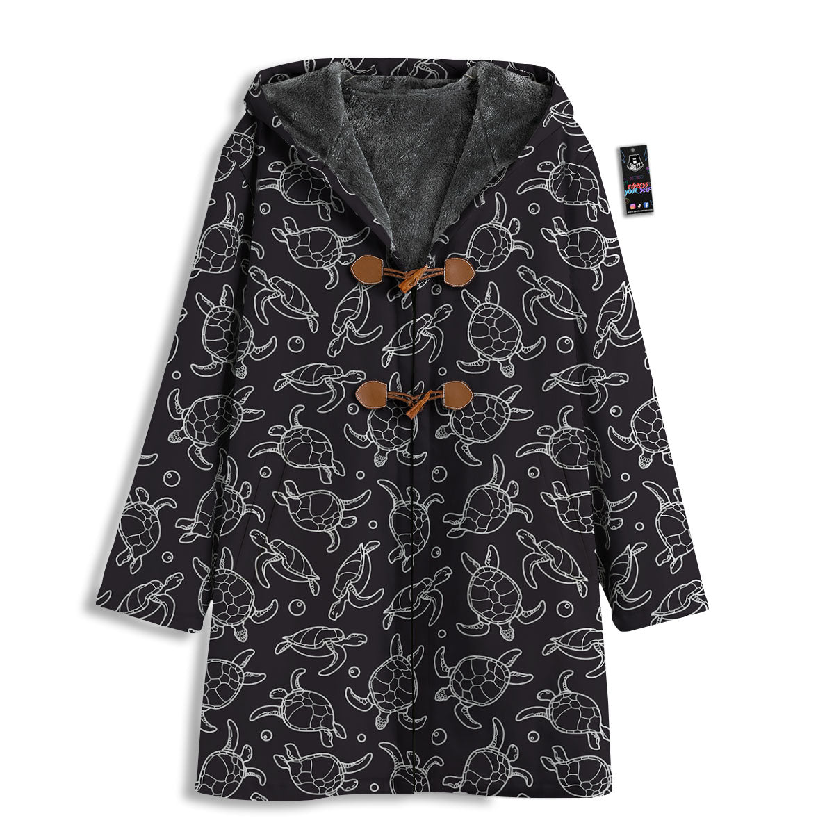 Sea Turtle Black And White Print Pattern Men's Windbreaker Jacket-grizzshop