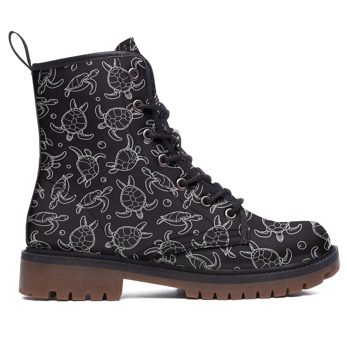 Sea Turtle Black And White Print Pattern Work Boots-grizzshop