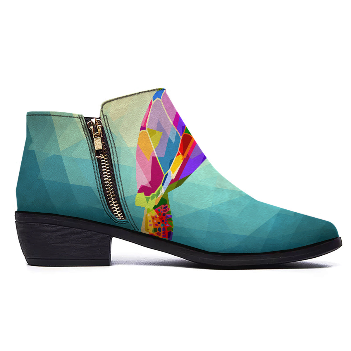 Sea Turtle Colorful Print Ankle Boots-grizzshop