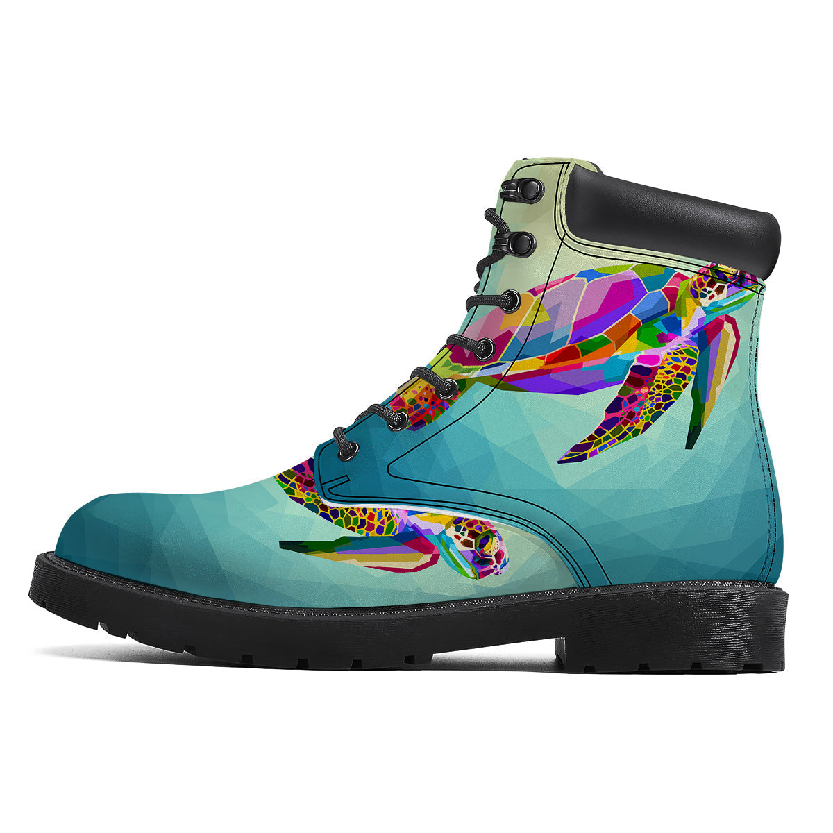 Sea Turtle Colorful Print Boots-grizzshop