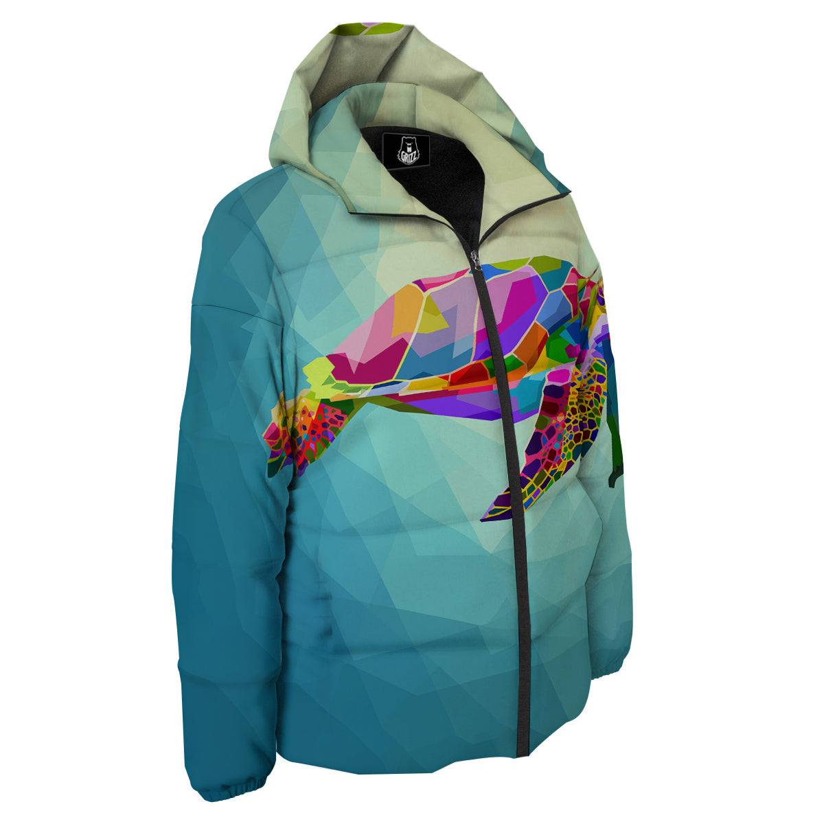 Sea Turtle Colorful Print Down Jacket-grizzshop