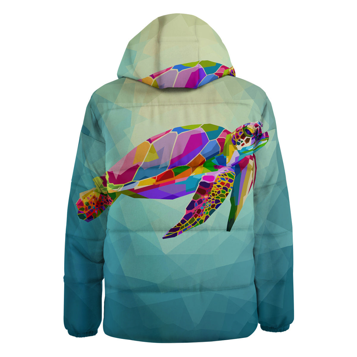 Sea Turtle Colorful Print Down Jacket-grizzshop