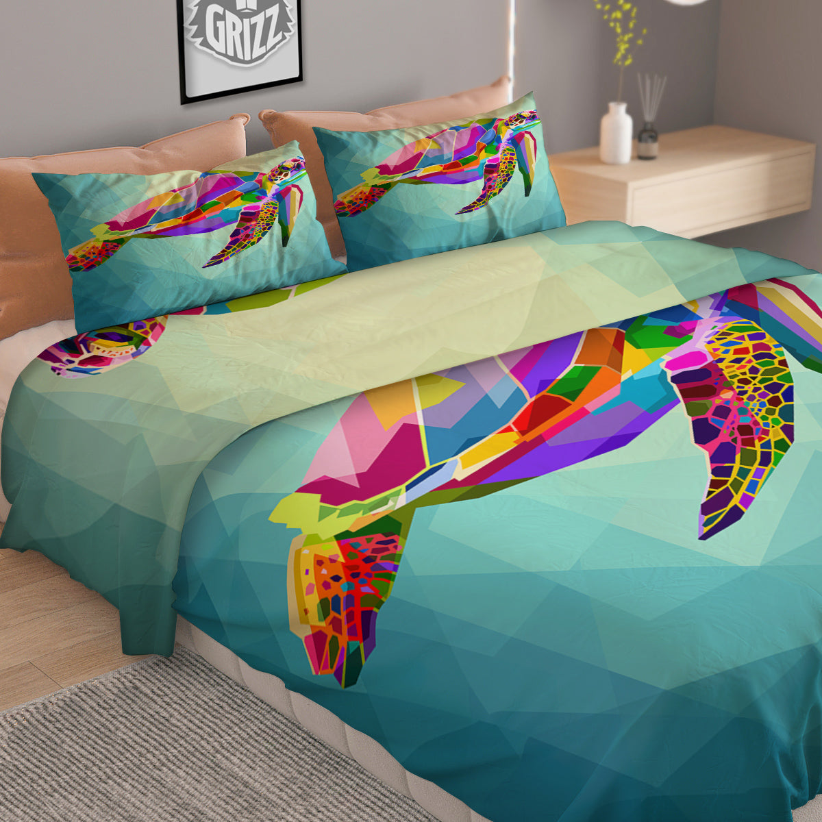 Raccoon Grey Print Pattern Duvet Cover Bedding Set