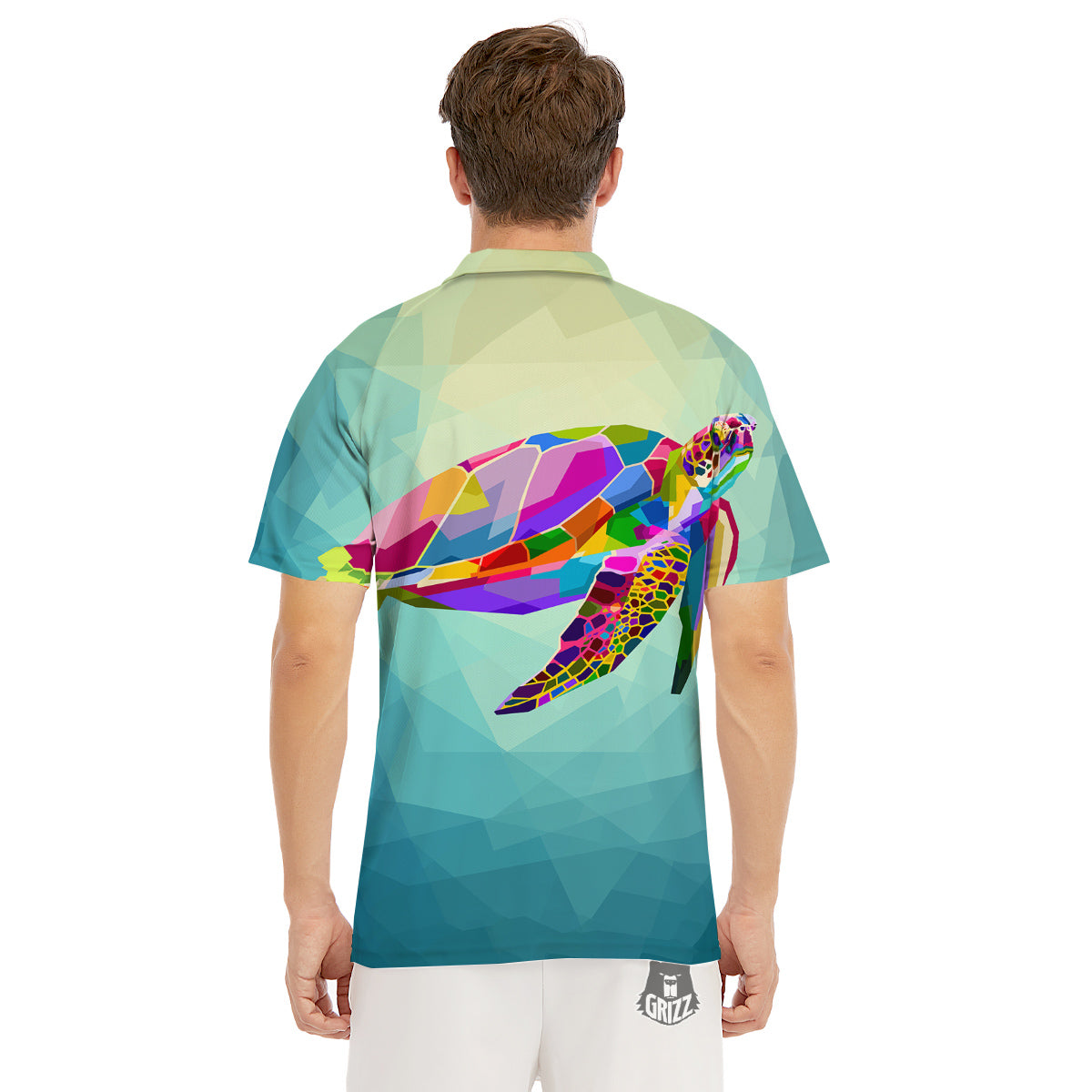 Sea Turtle Colorful Print Men's Golf Shirts-grizzshop