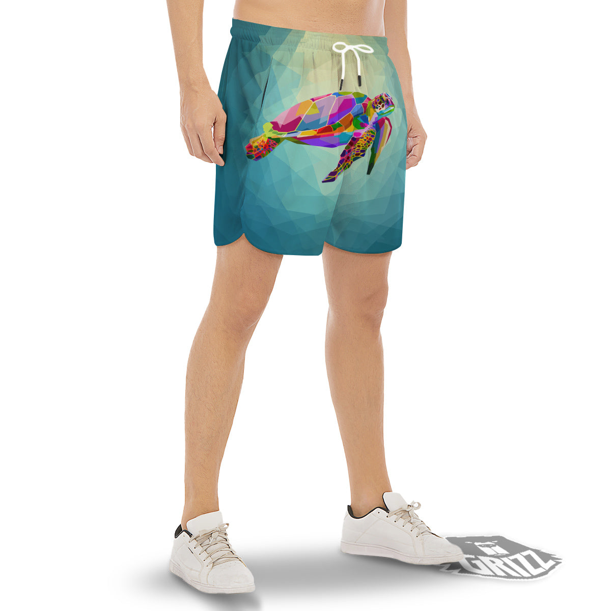 Sea Turtle Colorful Print Men's Gym Shorts-grizzshop